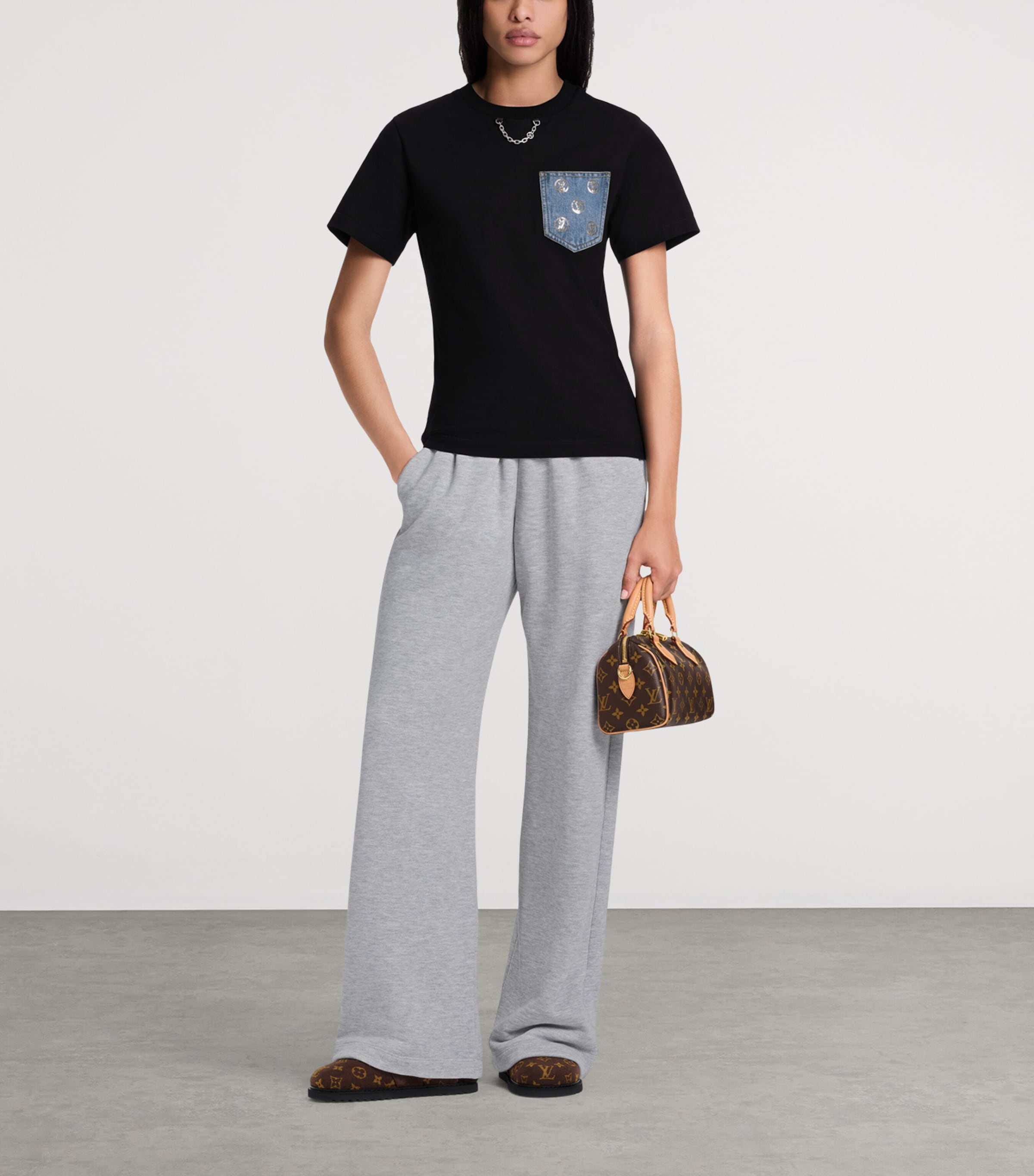 Cotton Pocket-Detail T-Shirt BLACK Image 6