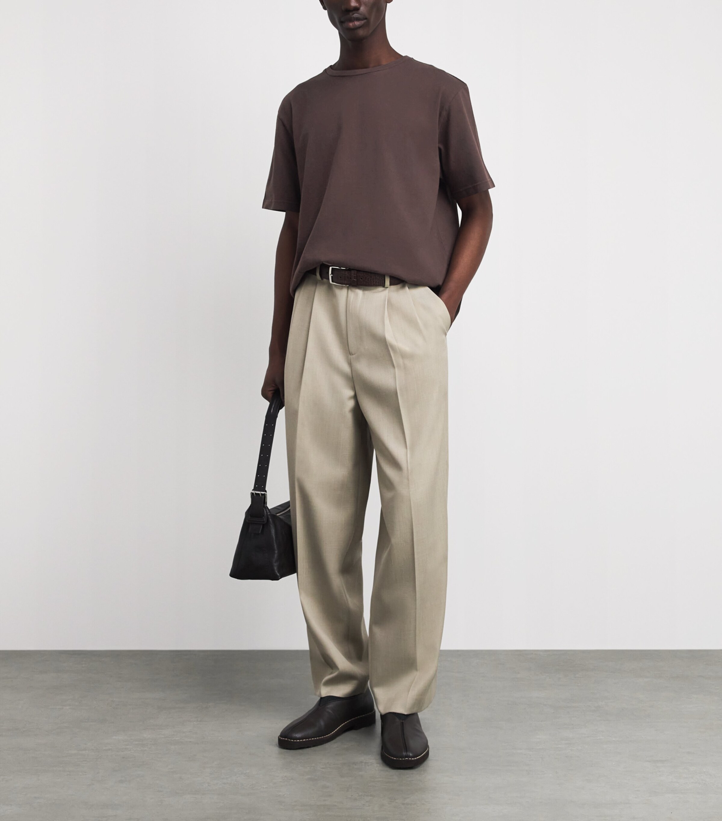 Le 17 Septembre Mens Cotton Boxy Oversized T-Shirt Brown Image 2