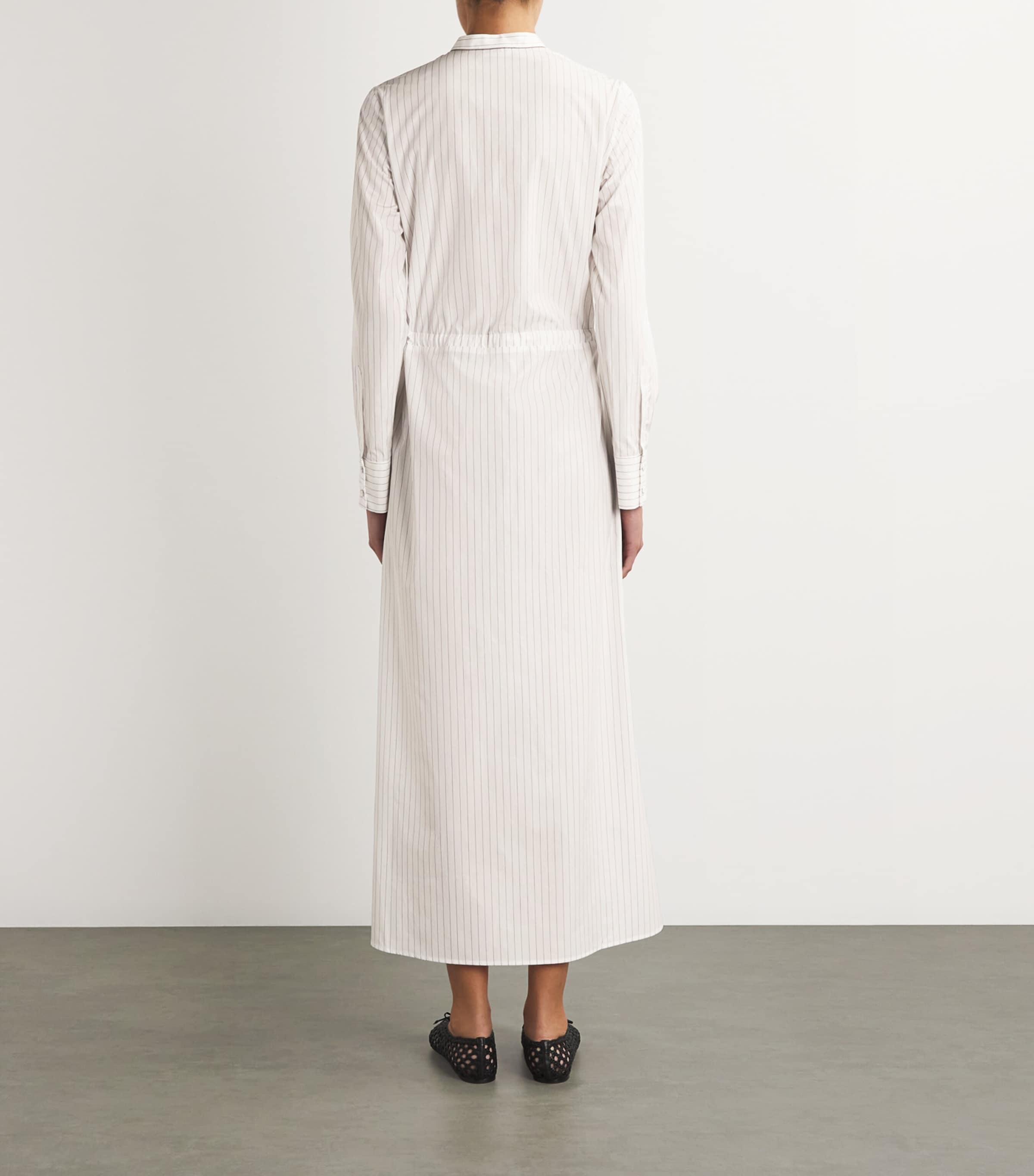 Fabiana Filippi White Cotton Striped Midi Shirt Dress | Harrods US