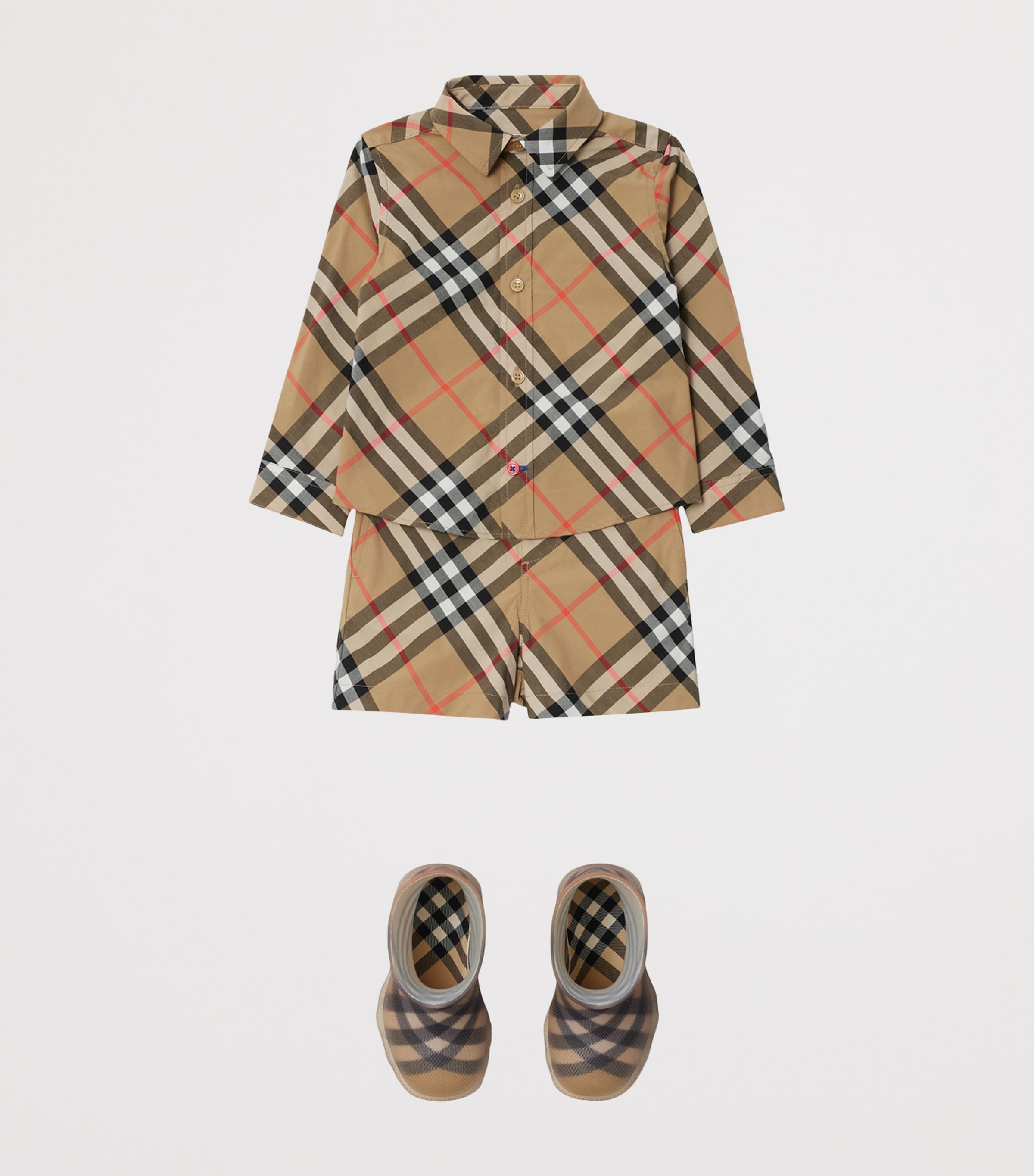 Cotton Burberry Check Long-Sleeve Shirt (6-24 Months) SAND IP CHECK Image 3
