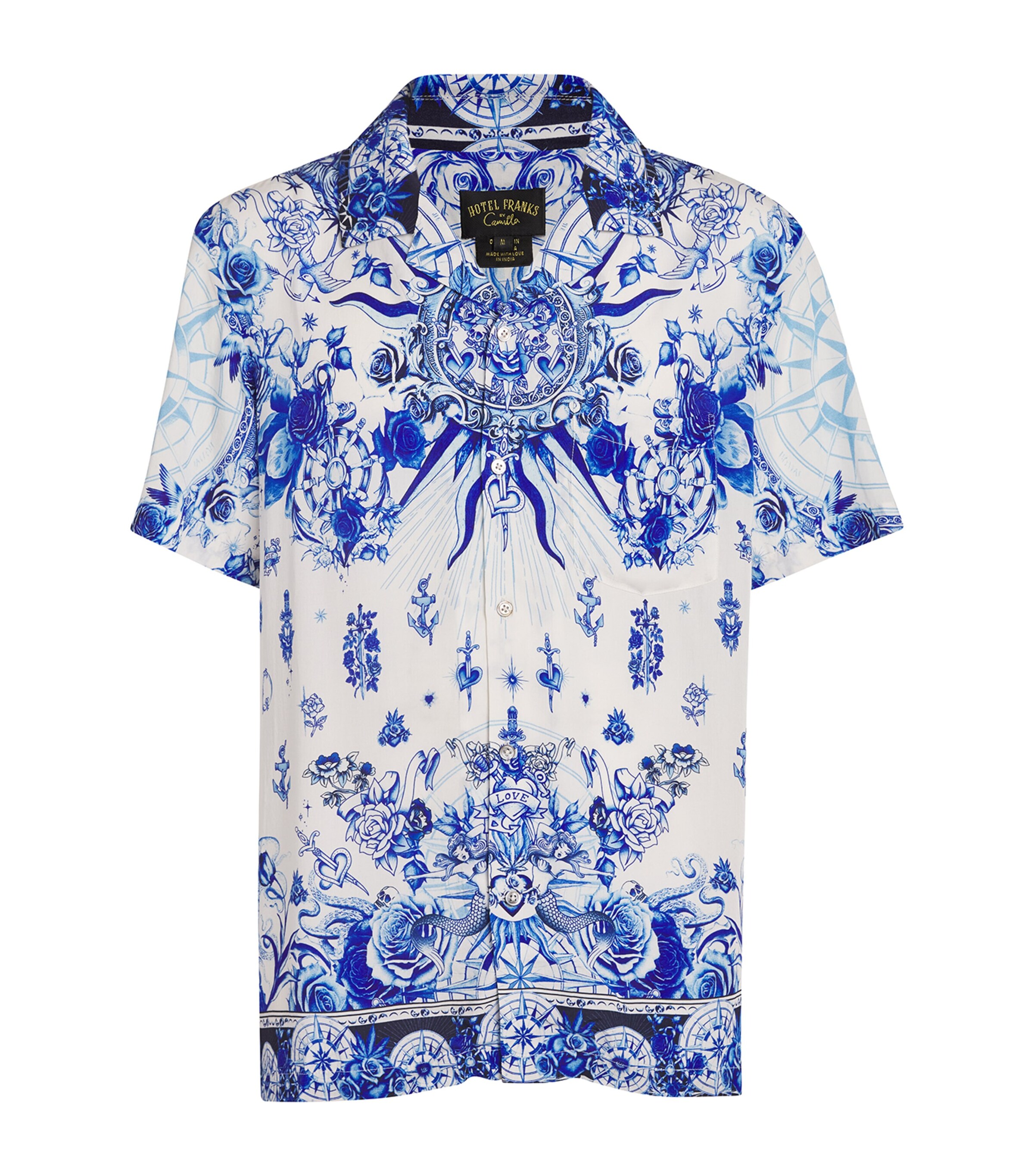 Camilla Short Sleeve Camp Collared Shirt Immortal Ink