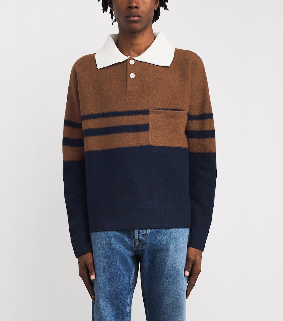 Wales Bonner Mens Wool Calm Sweater Brown / Navy Image 3
