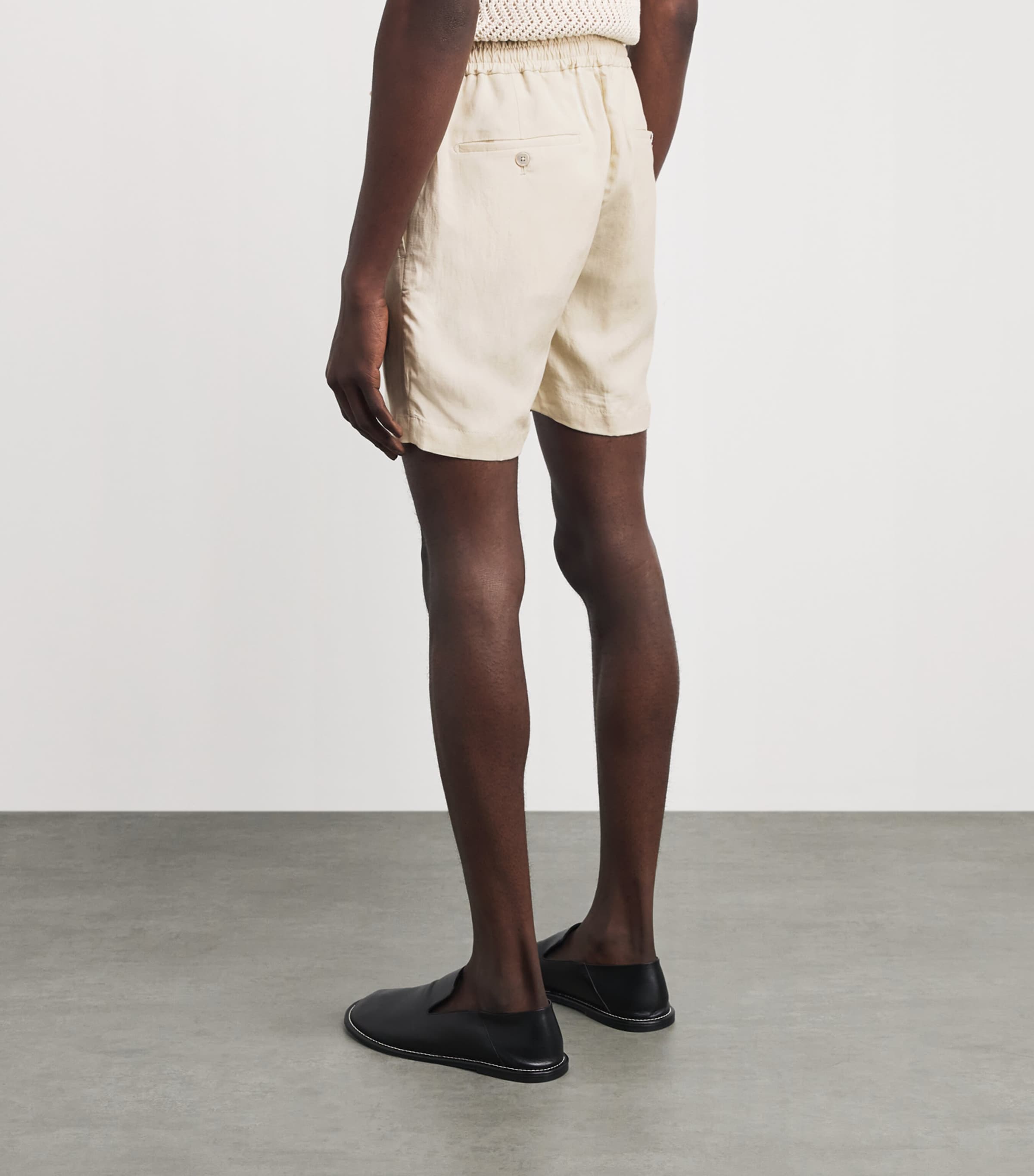 Ralph Lauren Purple Label Mens Silk-Linen Chino Shorts Limestone Image 5