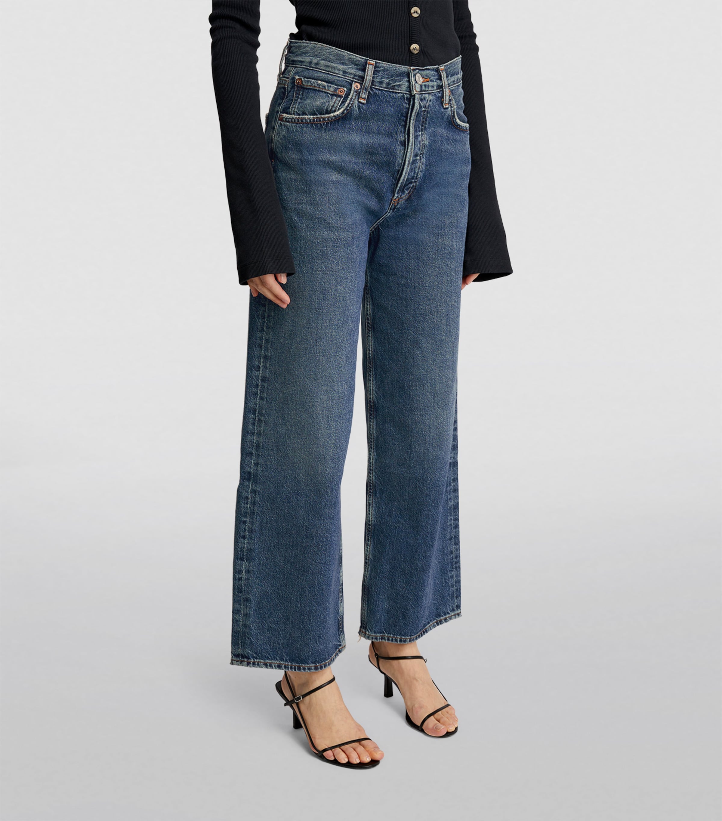 AGOLDE Womens Ren Wide-Leg Jeans Control Image 3