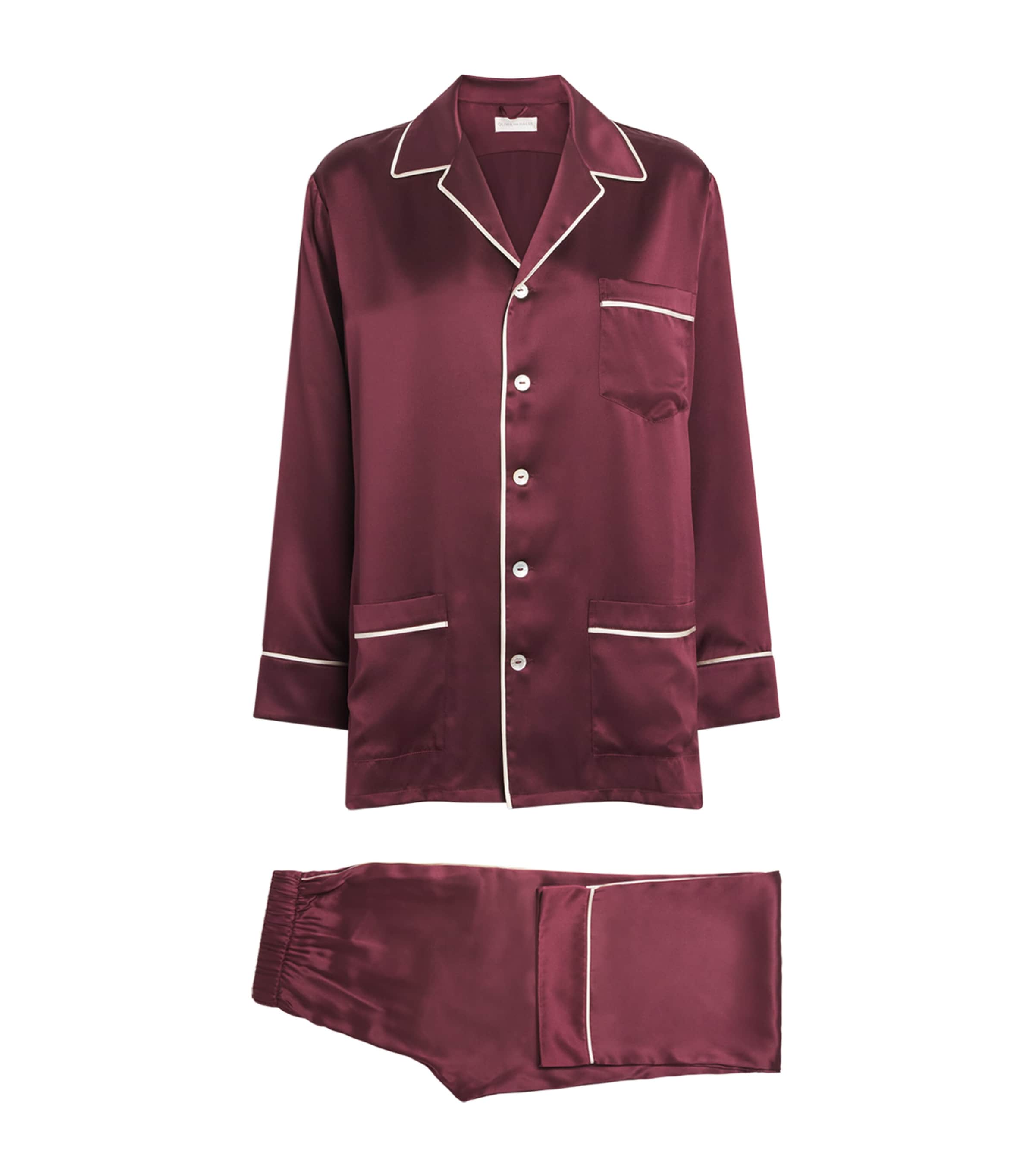 Olivia von Halle Womens Silk Yves Pyjama Set Raisin Image 1