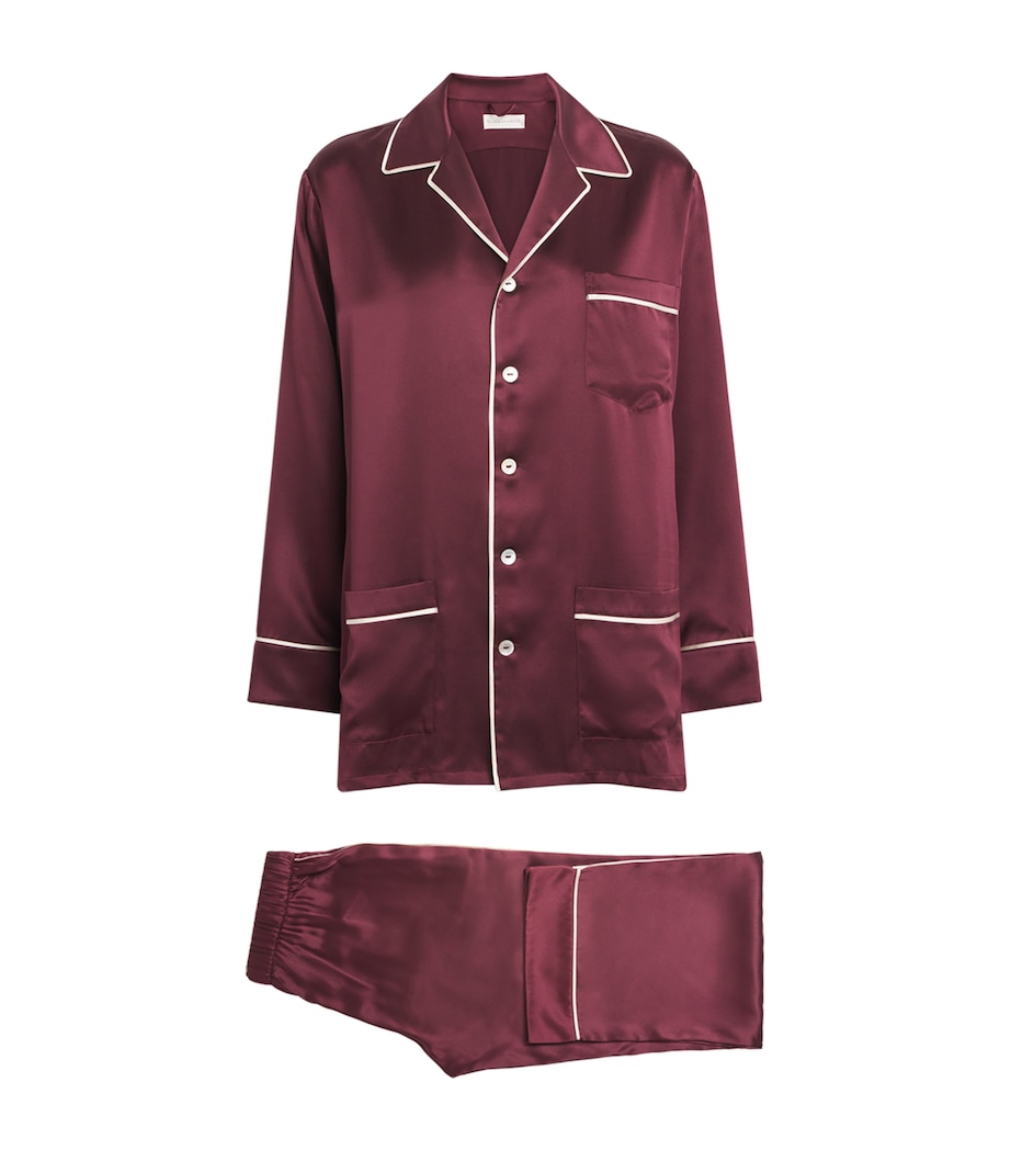 Olivia von Halle Womens Silk Yves Pyjama Set Raisin Image 1