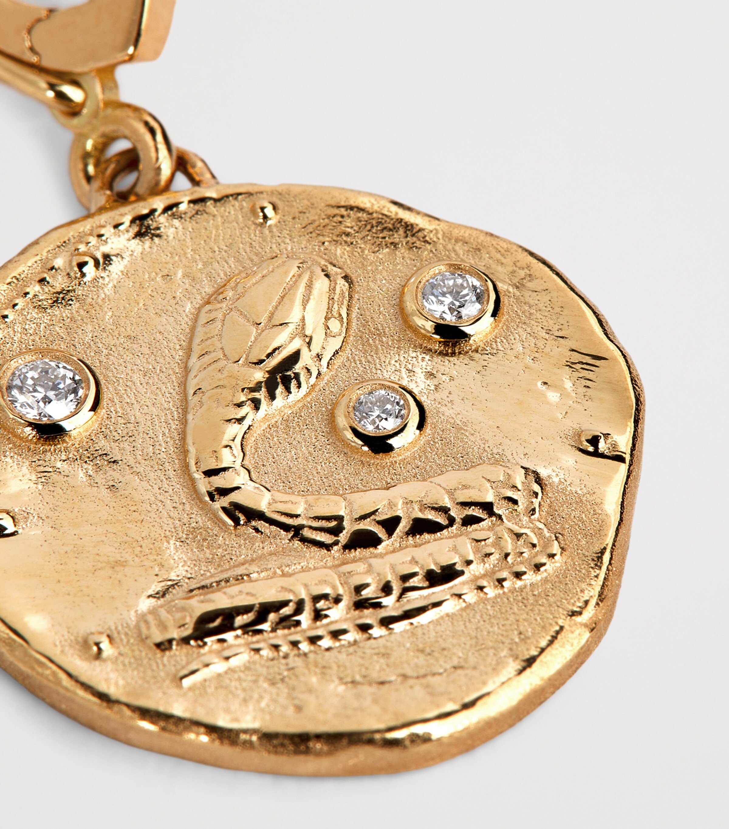 Small Yellow Gold and Diamond Snake Coin Charm YELLOW GOLD Image 4