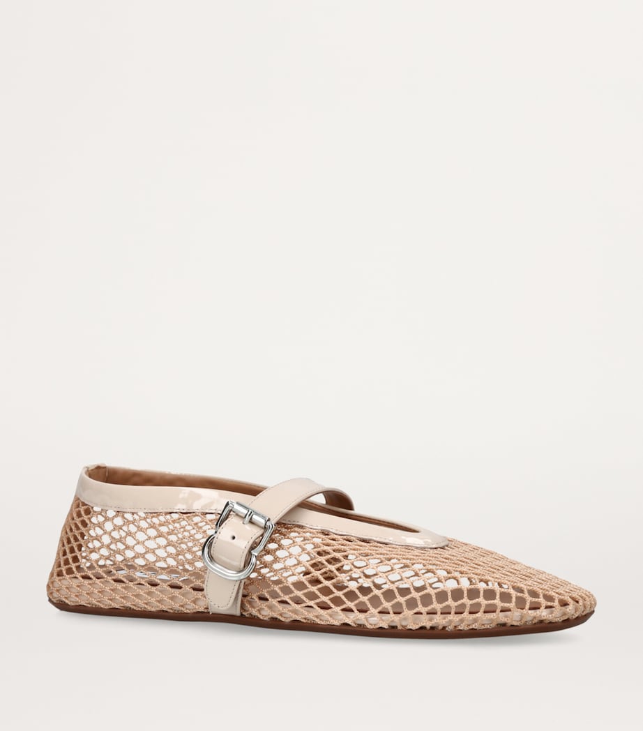 Leather Mesh Ballet Flats BLUSH Image 3