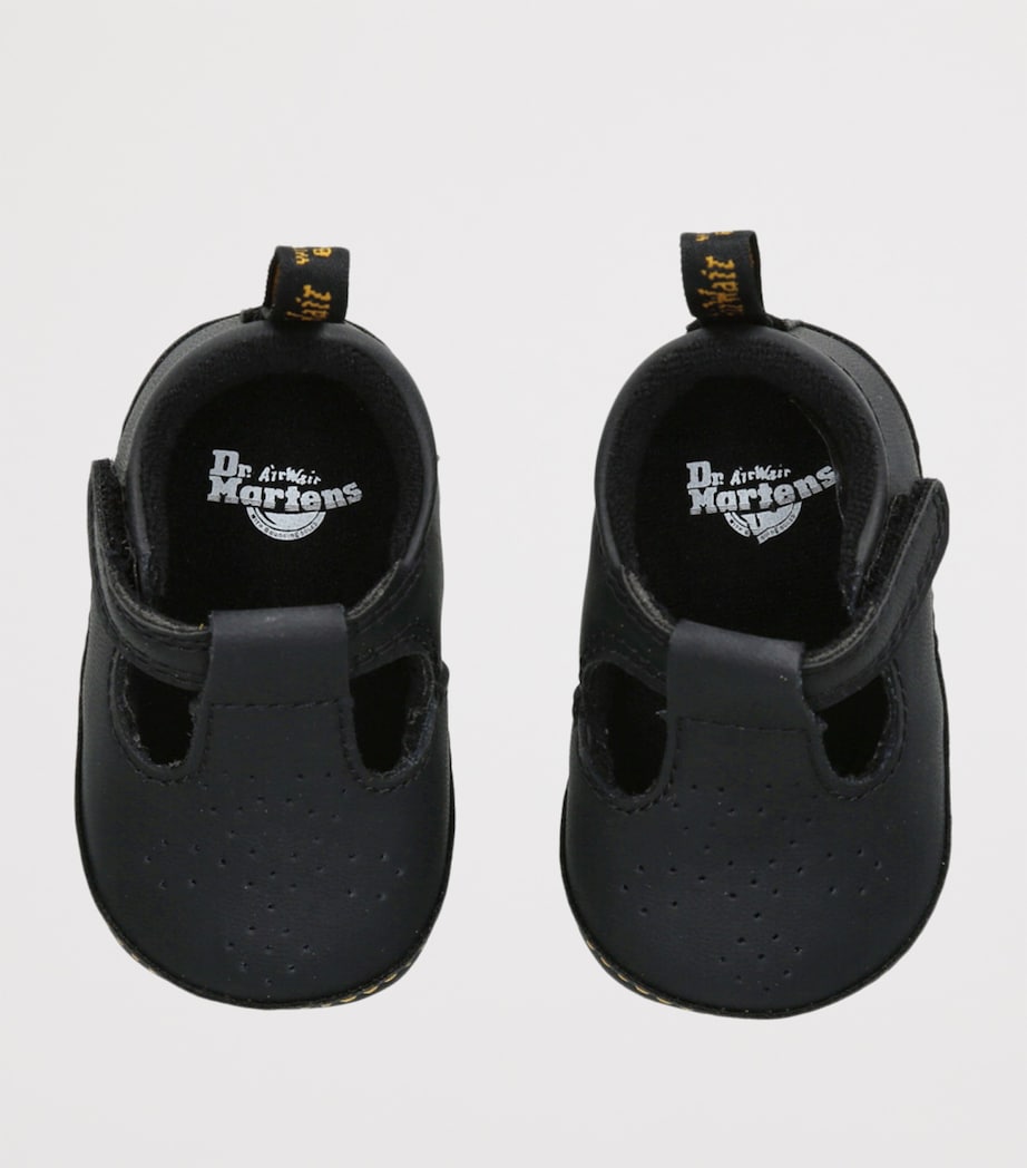Leather Polley T-Bar Crib Shoes BLACK Image 4