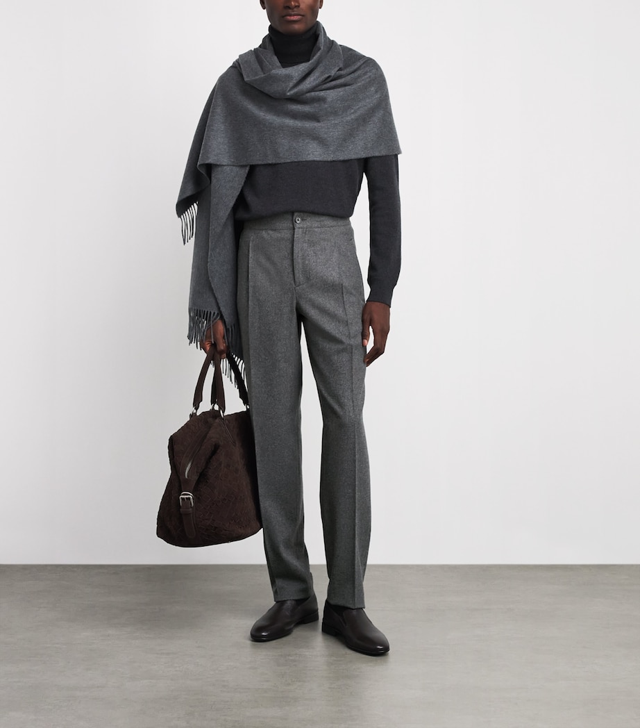 Isaia Mens Wool-Blend Comfort Slim Trousers Image 2