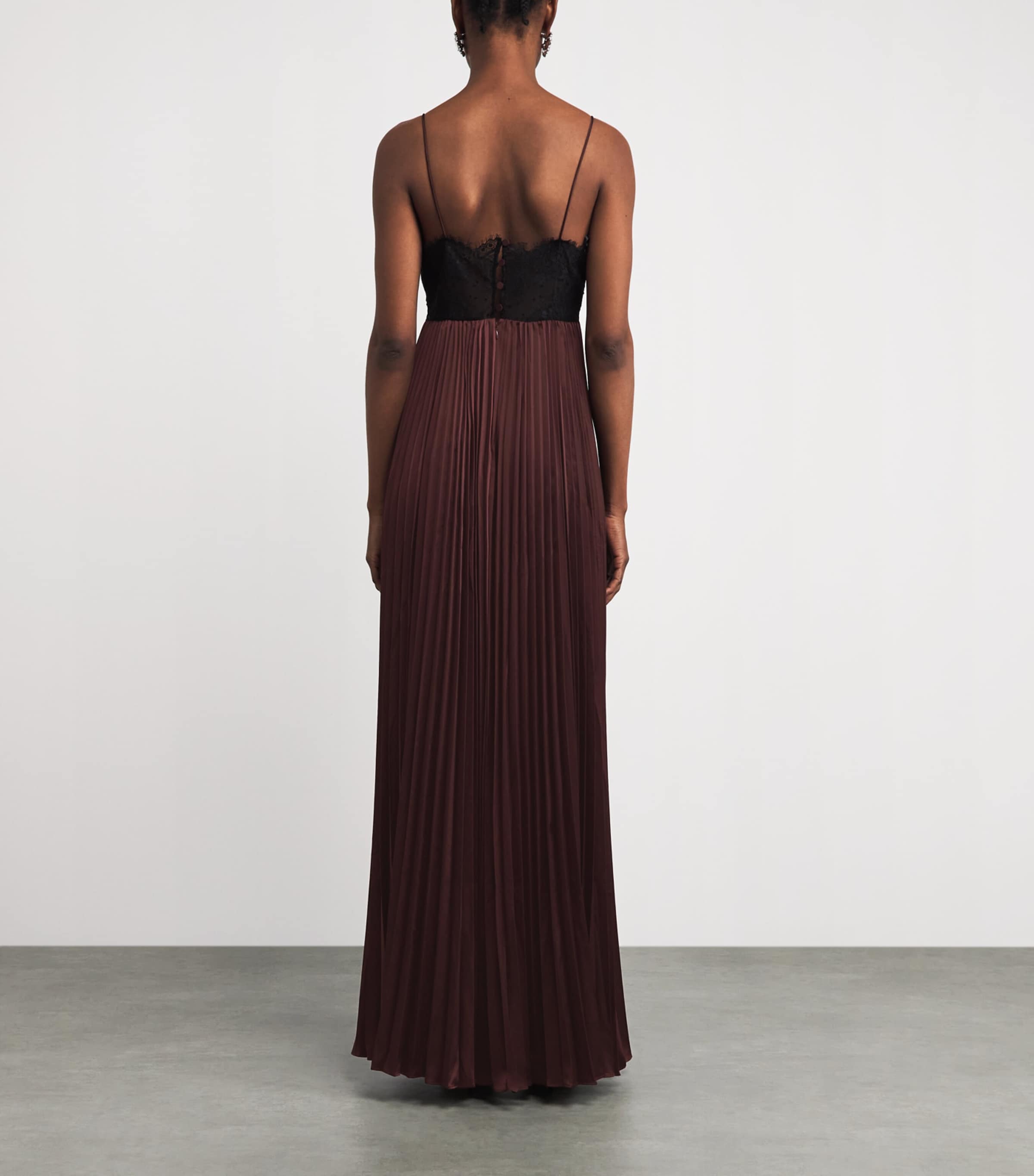 strapless open back dress Pleated Crochet Floral Maxi Dress – self-portrait-EU