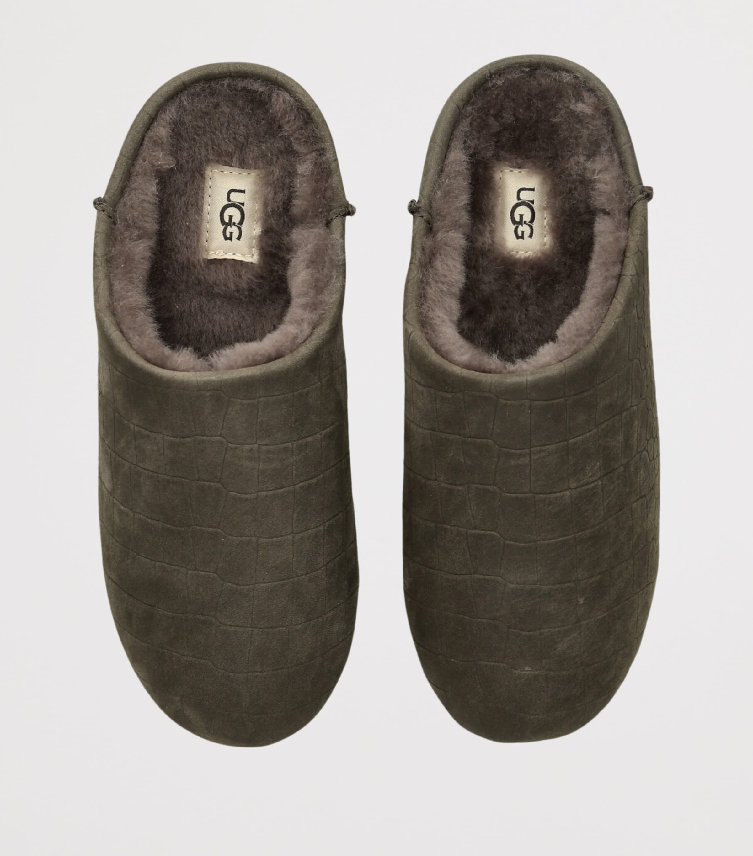 Leather Embossed Elea Slippers GREY/DARK Image 4