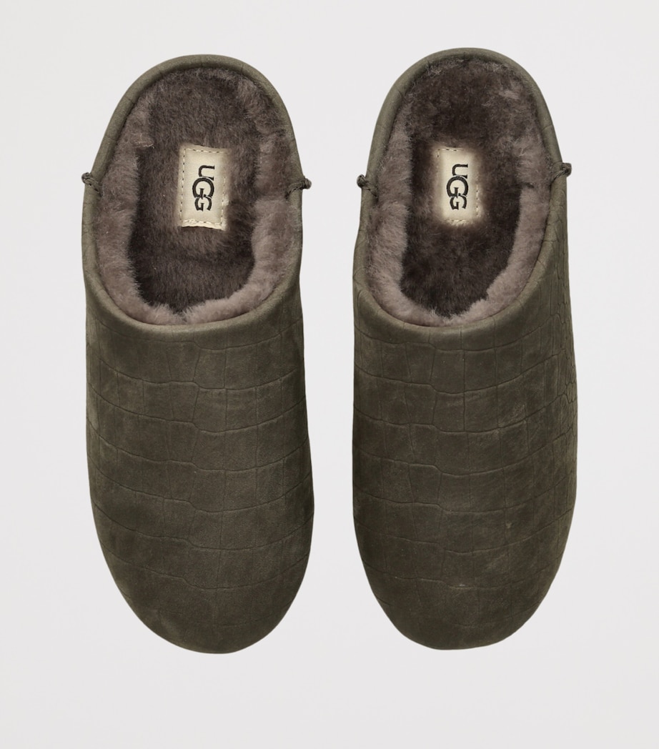 Leather Embossed Elea Slippers GREY/DARK Image 4