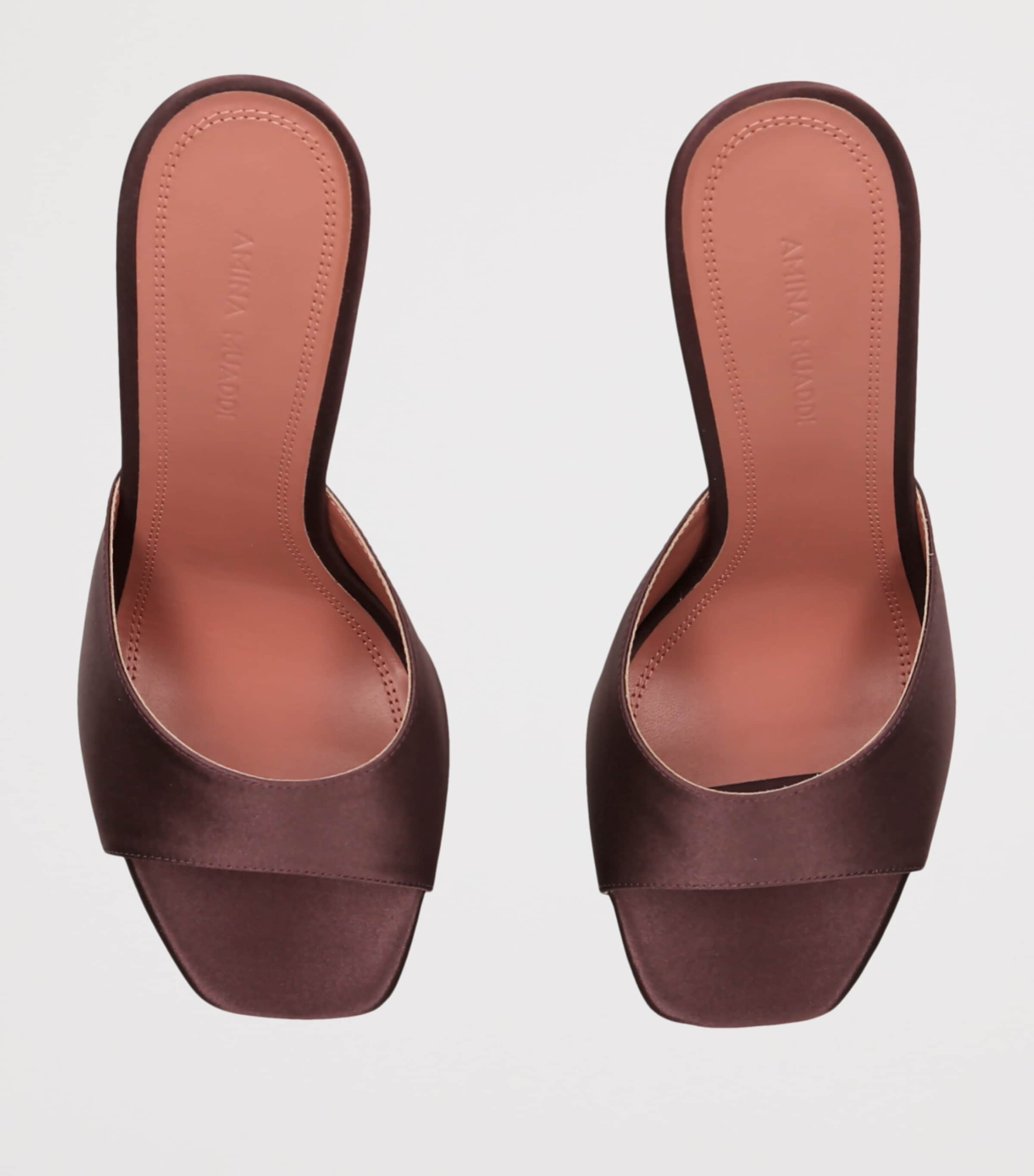 Amina Muaddi Satin Dalida Mules 140 Dark Brown Image 3