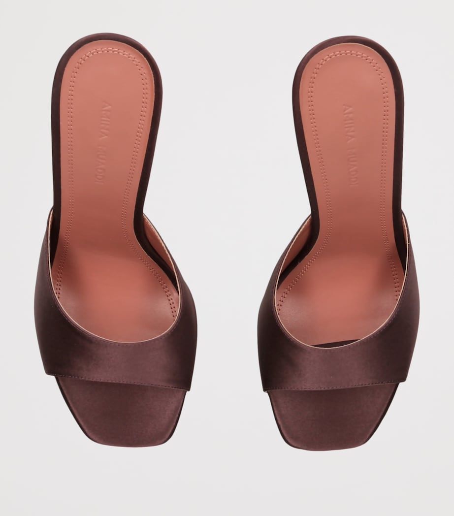 Amina Muaddi Satin Dalida Mules 140 Dark Brown Image 3