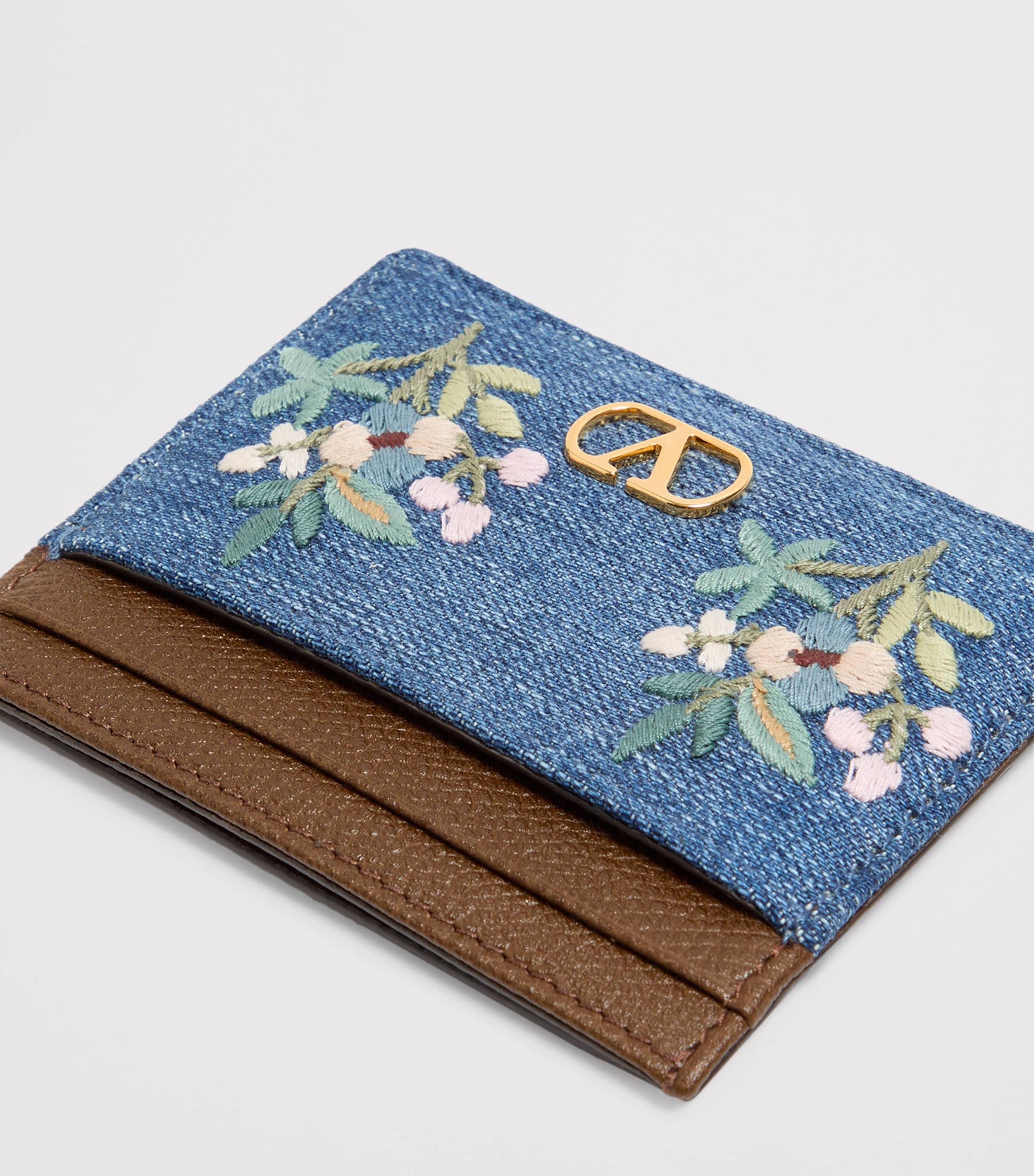 Valentino Garavani Denim-Leather VLogo Signature Card Holder Axm Image 4