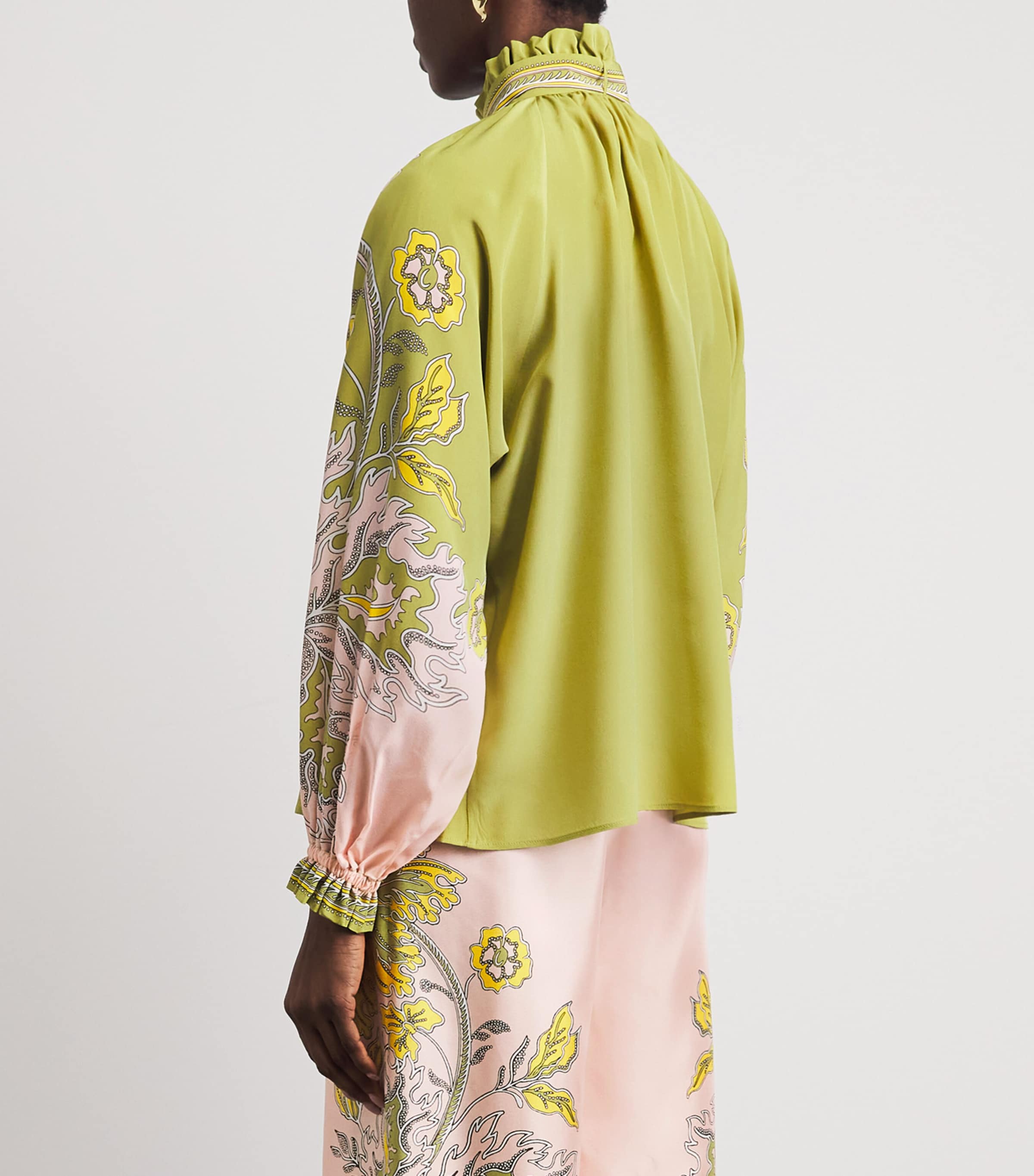 La Doublej Womens Silk Printed Blouse with Scarf Swathe Placée Image 4