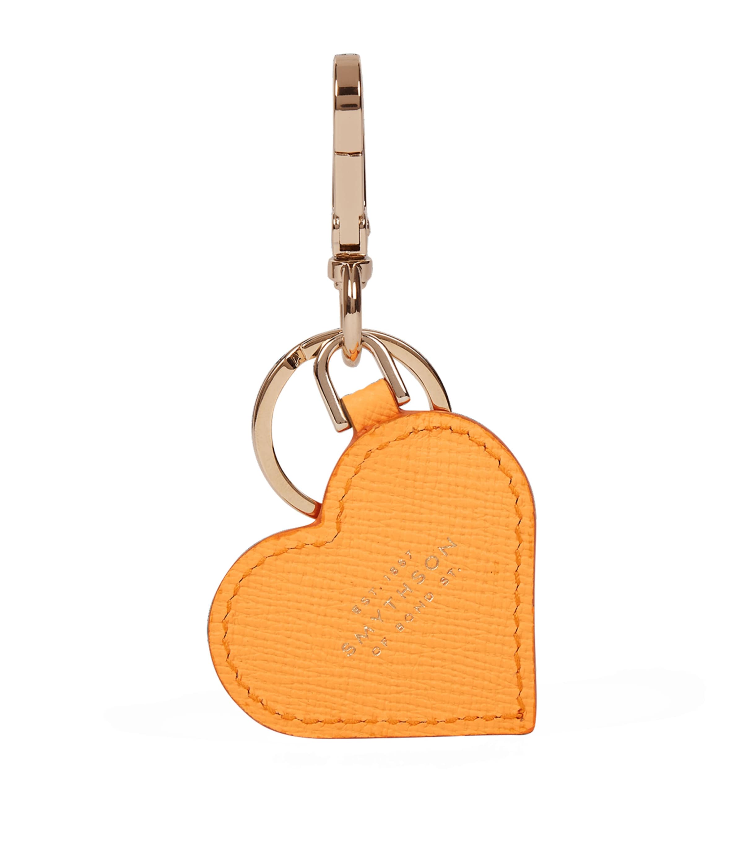 Smythson Calfskin Panama Heart Keyring L Orange Image 1