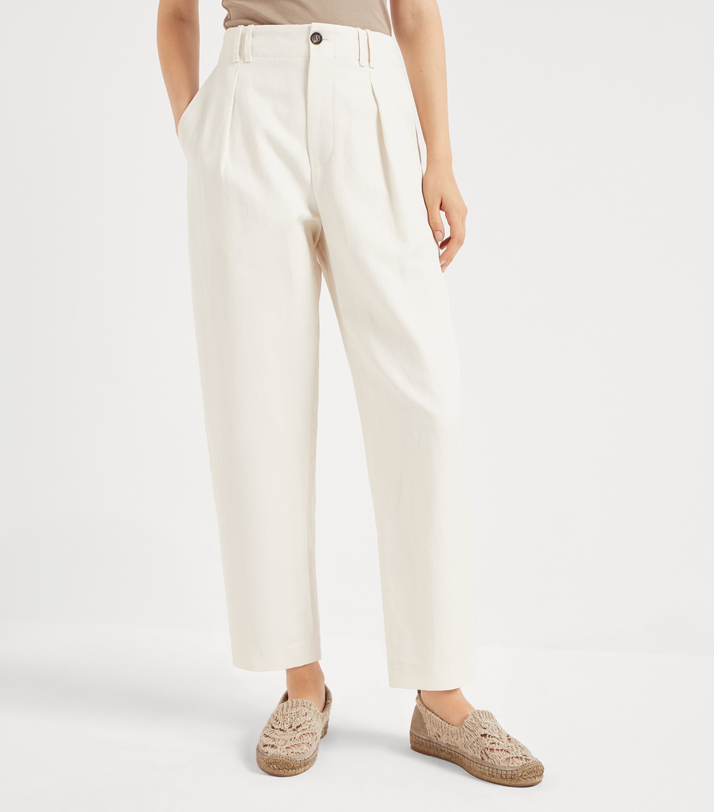 Brunello Cucinelli Cotton-Linen Chino Trousers | Harrods US