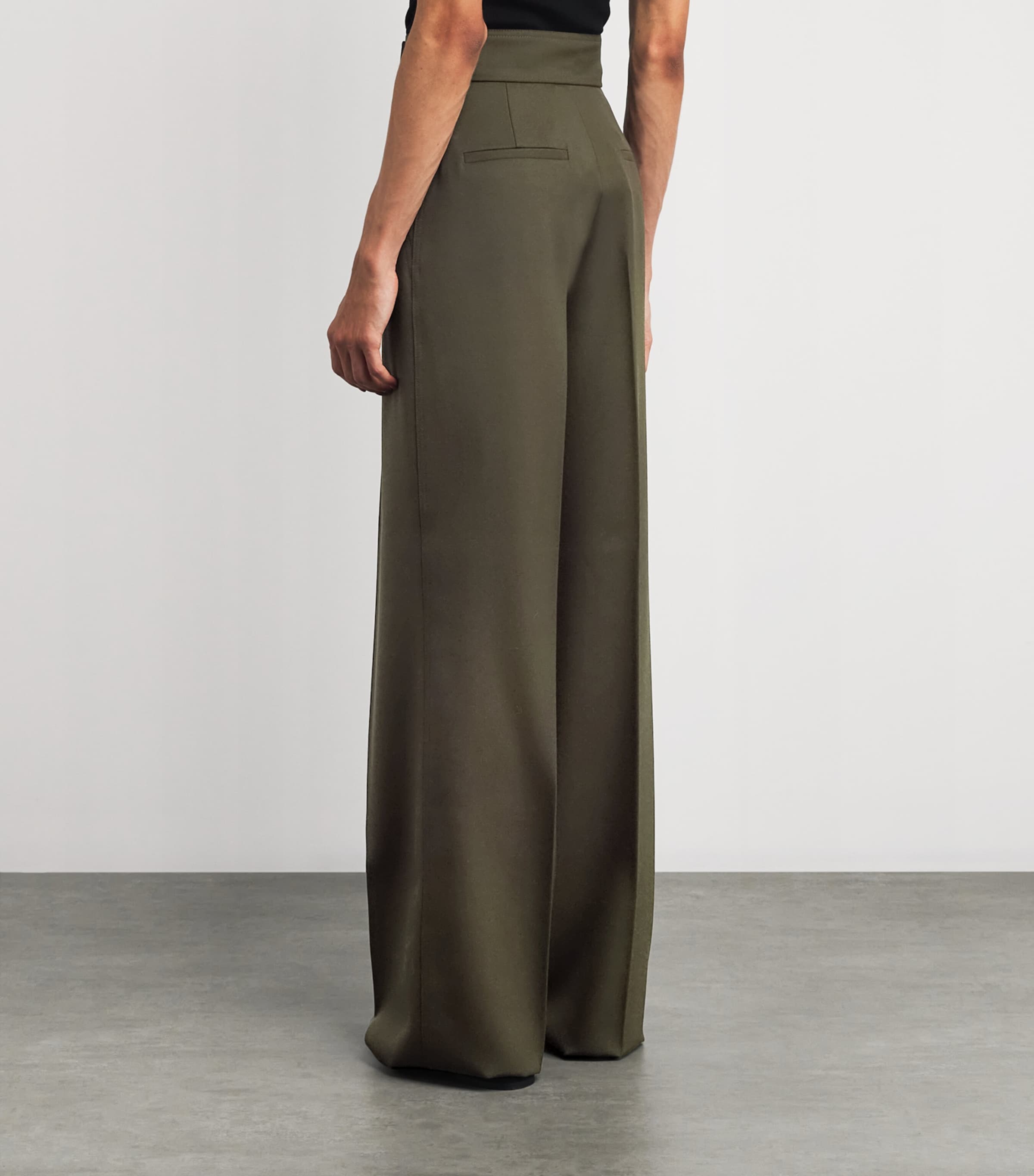 Cotton Wide-Leg Trousers MOSS GREEN Image 4