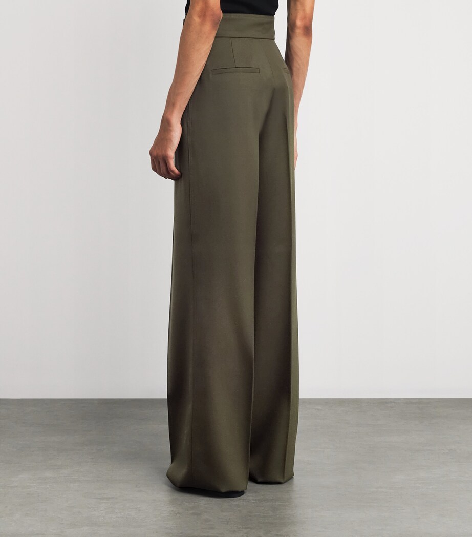 Cotton Wide-Leg Trousers MOSS GREEN Image 4