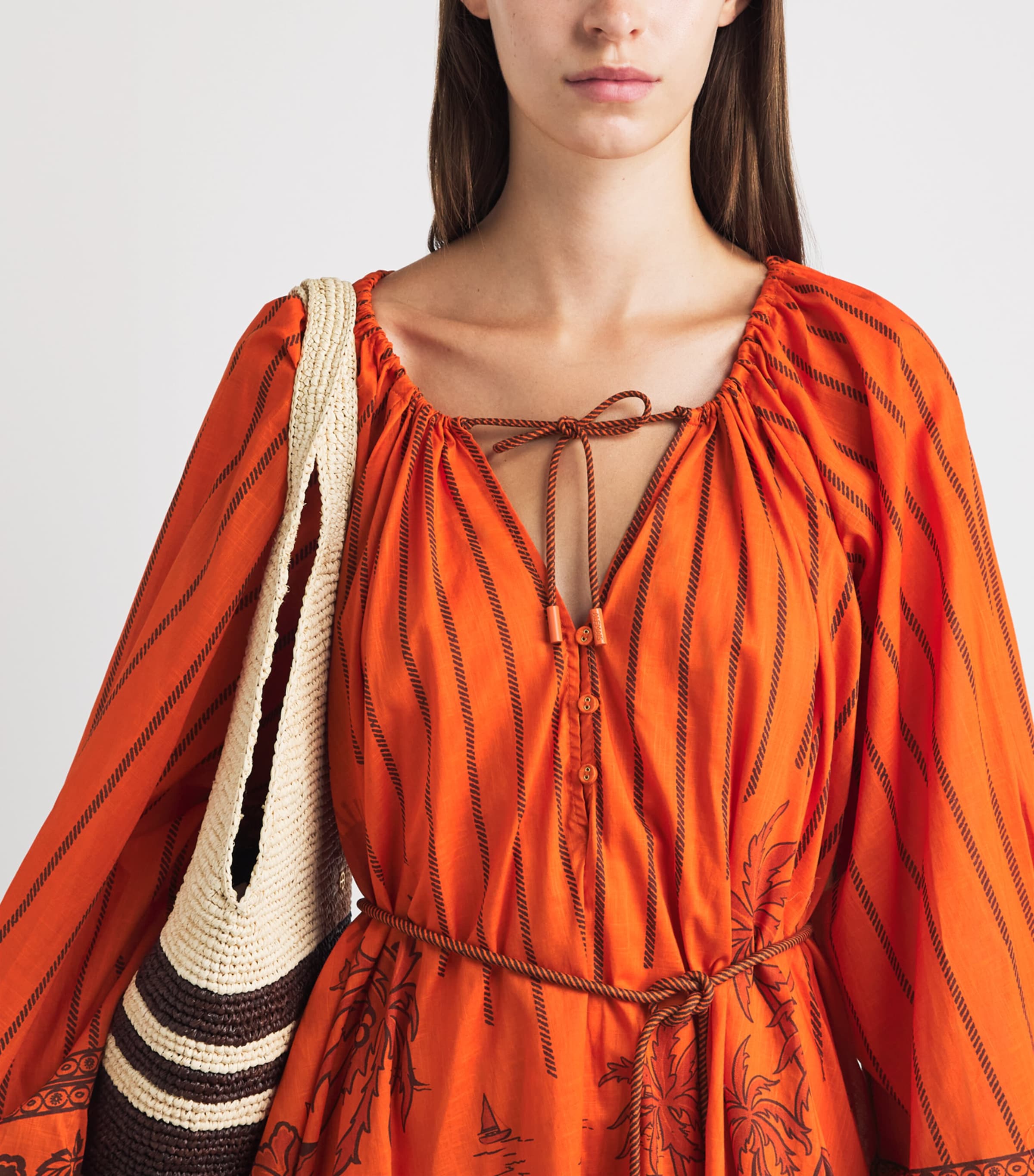 ALEMAIS Womens Cotton Boathouse Shift Dress Orange Image 3