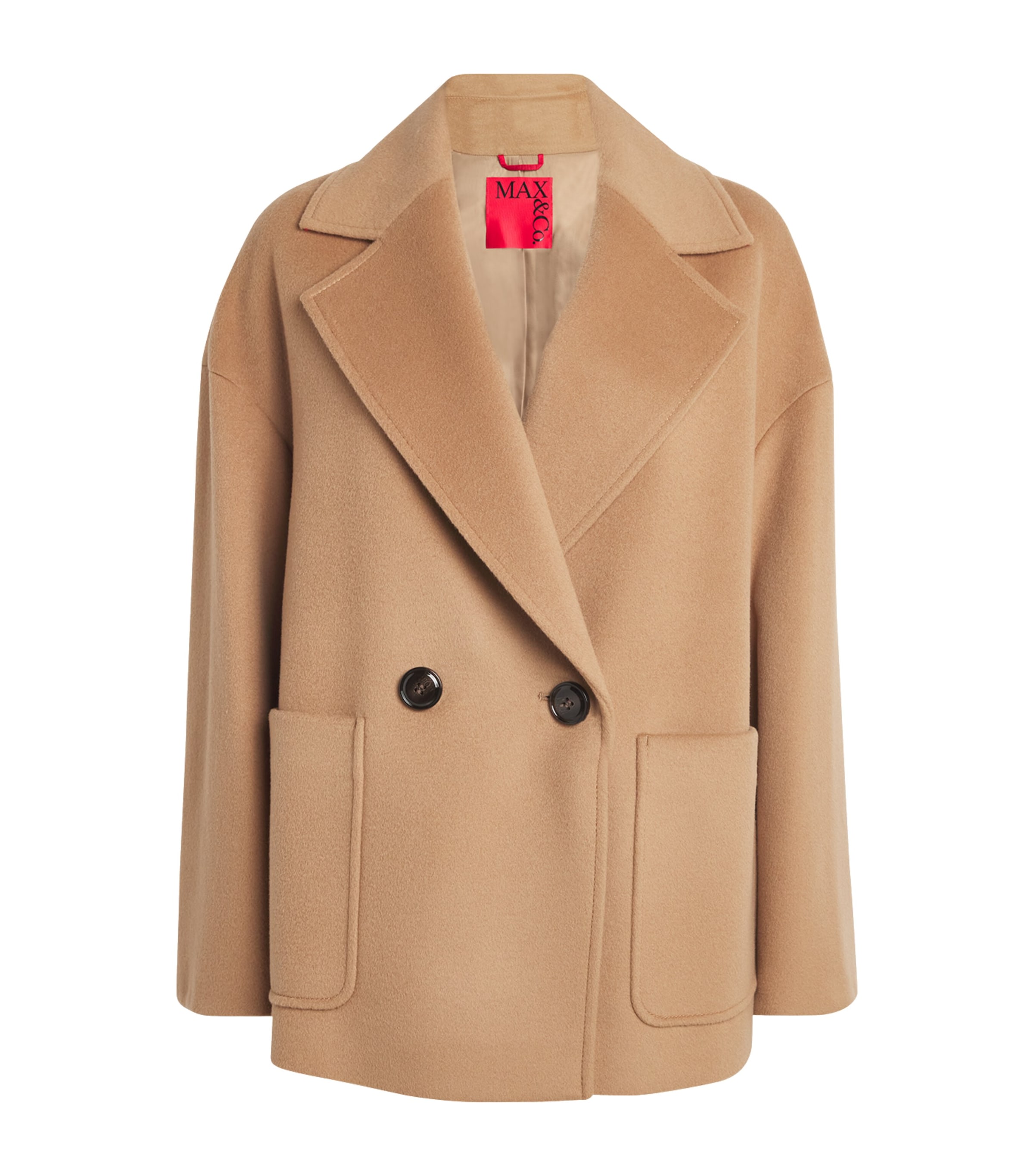 Shop Max & Co Virgin Wool Pea Coat In Beige