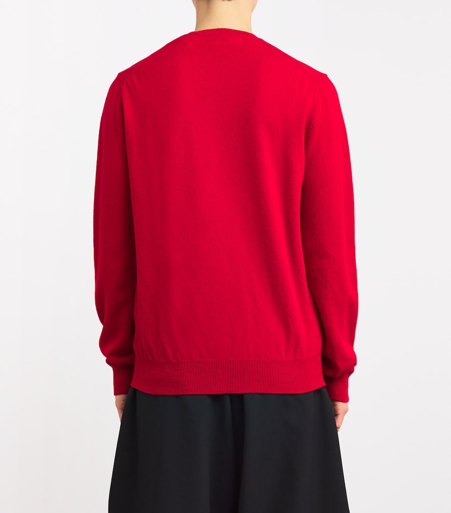 Comme Des Garçons Play Mens Wool Heart Cardigan Red Image 4