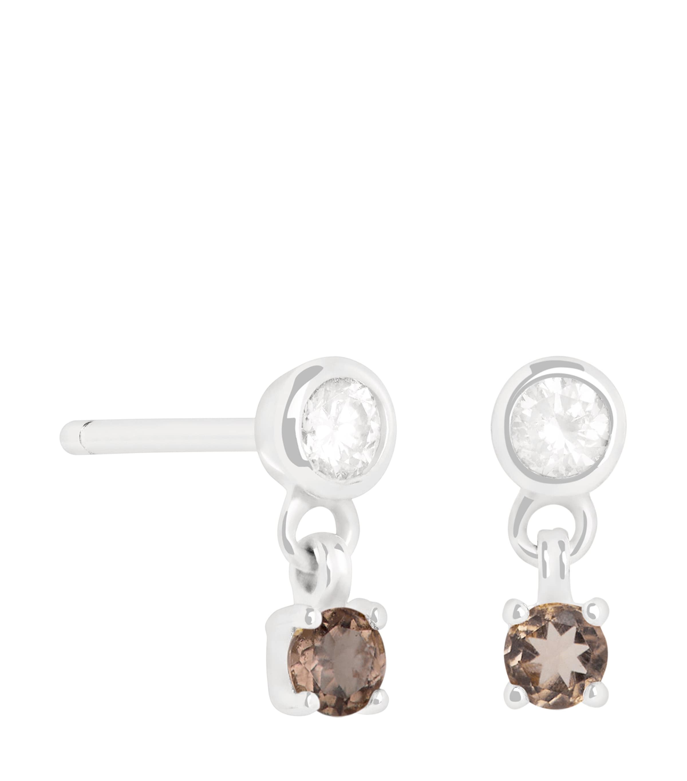 Astrid & Miyu Rhodium-Plated Charm Stud Earrings White Gold Image 1