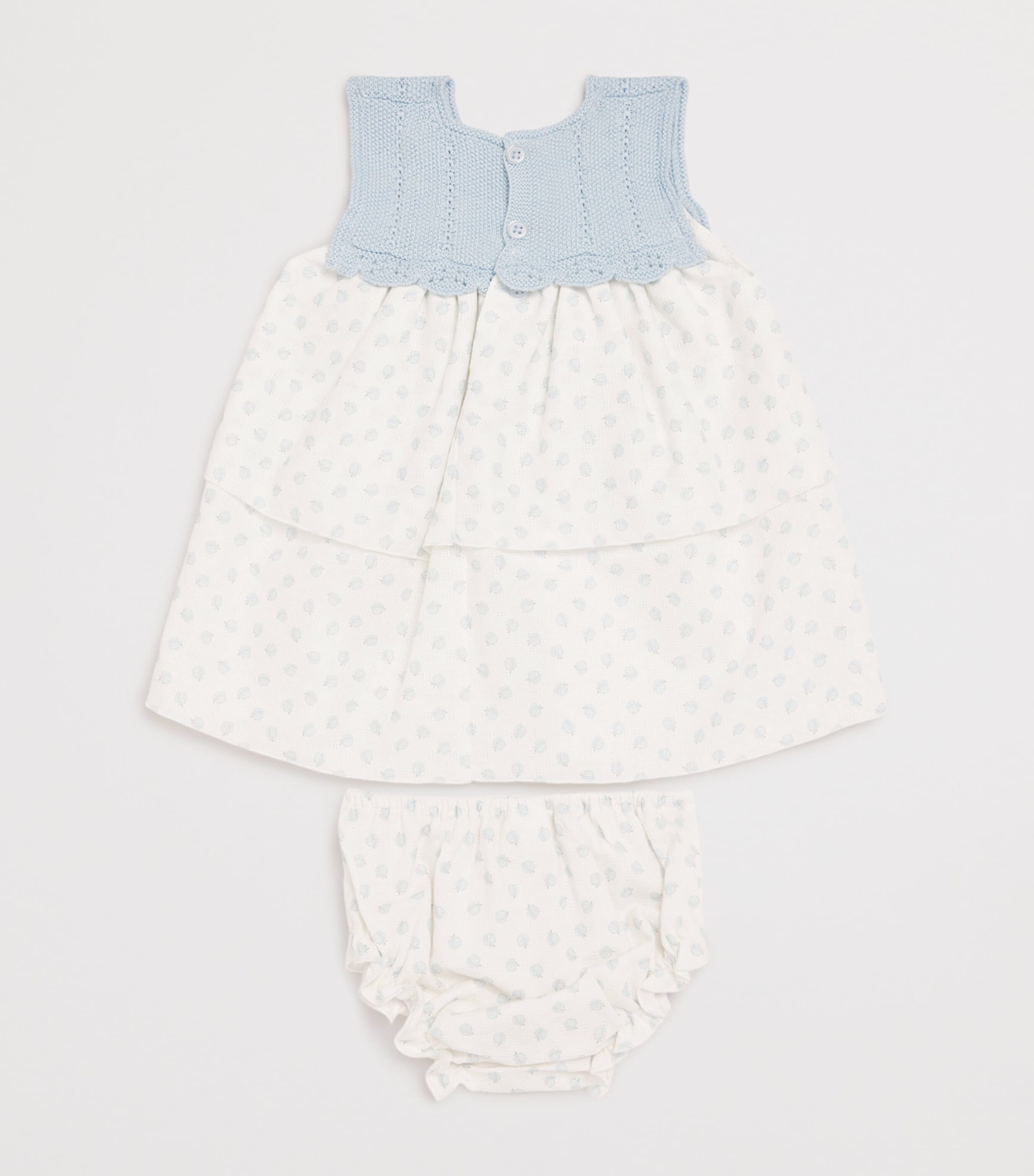 Cotton Knitted Dress and Bloomers Set (1-24 Months) 092 H82 BREEZE BLUE Image 2