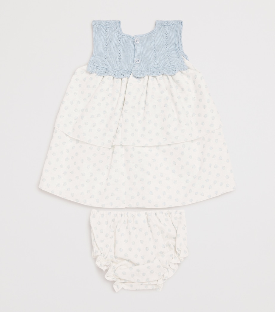 Cotton Knitted Dress and Bloomers Set (1-24 Months) 092 H82 BREEZE BLUE Image 2