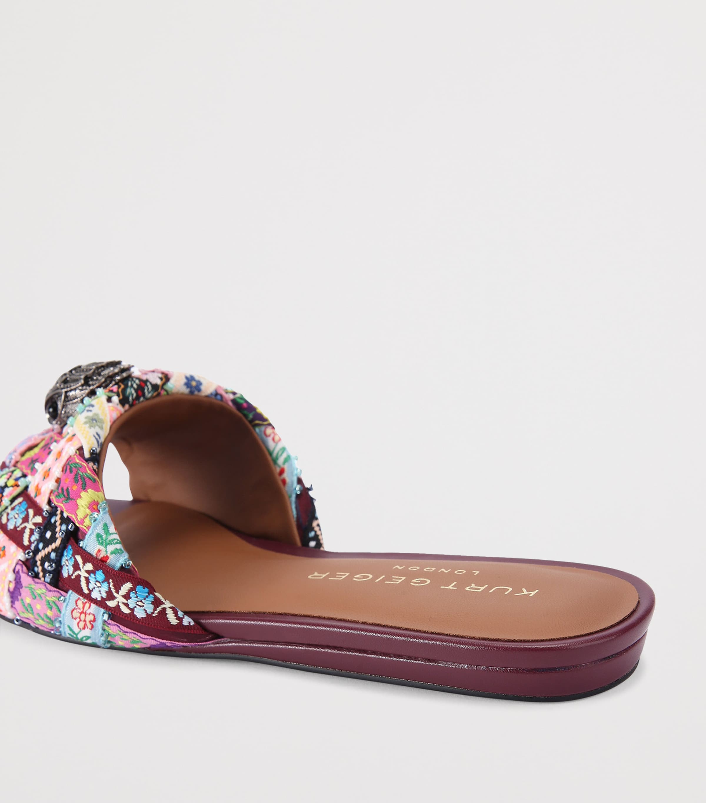 Kurt Geiger London Leather Kensington Sandals Wine Comb Image 2