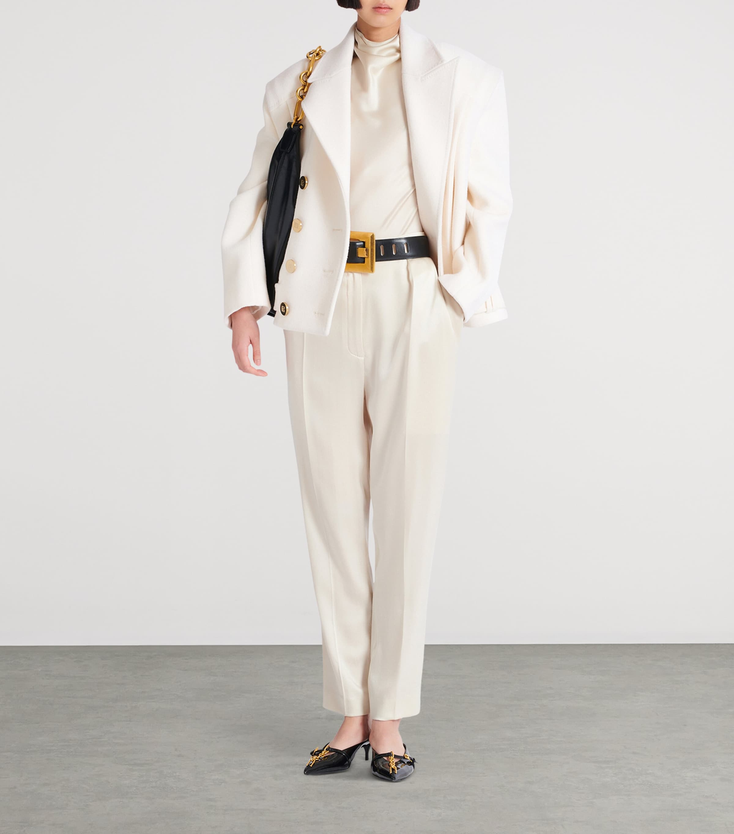 Silk Straight Tailored Trousers 0AS BEIGE Image 6