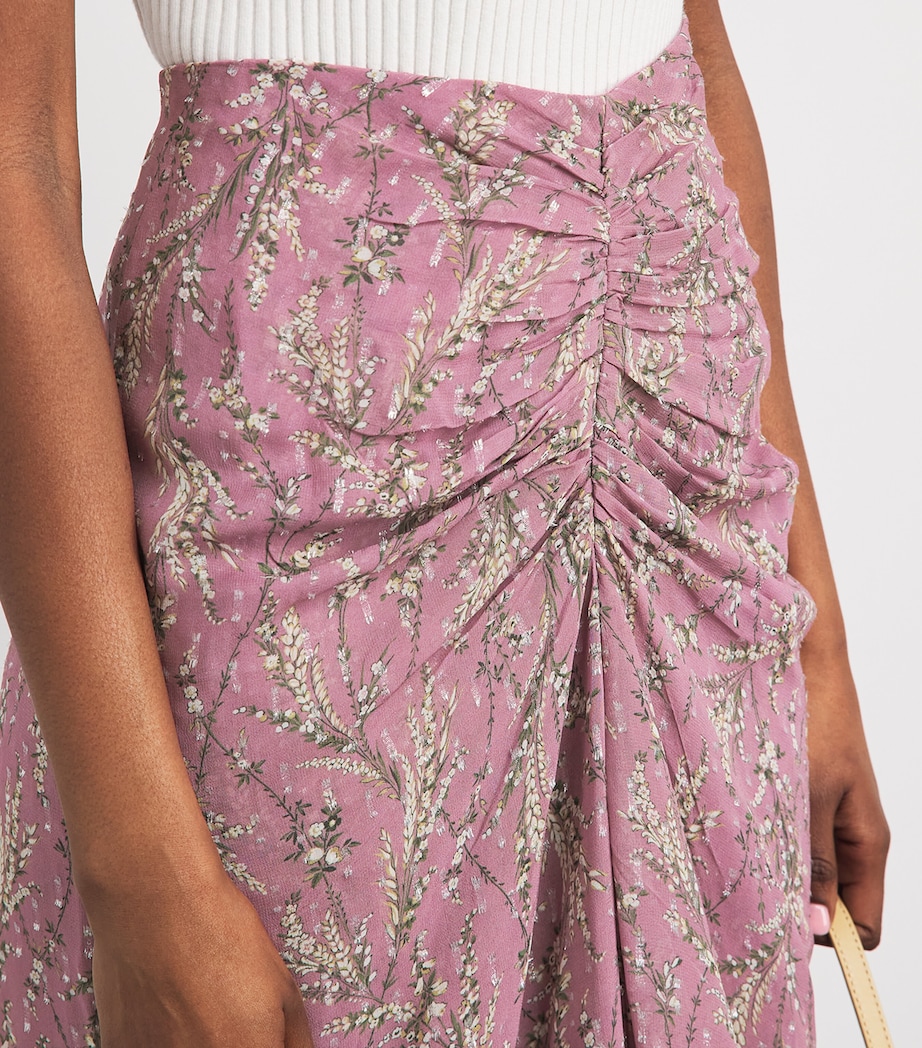 Veronica Beard Womens Chiffon Floral Sira Midi Skirt Hze Mlti Image 3