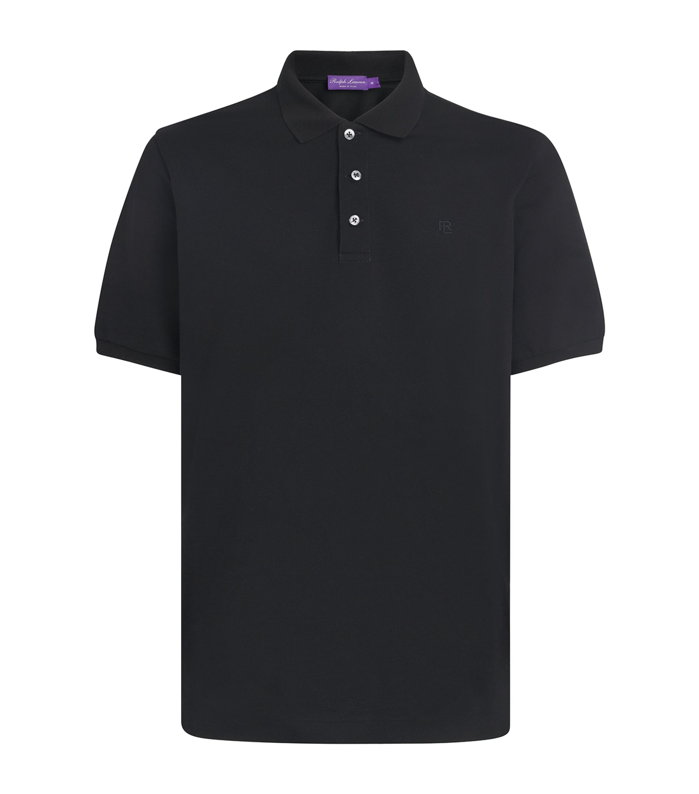 Ralph Lauren Purple Label Mens Cotton Piqué Polo Shirt Classic Black Image 1