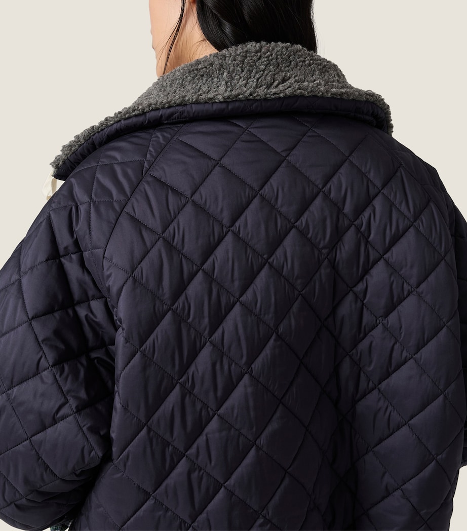 Miu Miu Womens Down Technical Ponge Quilted Jacket Blue Image 5