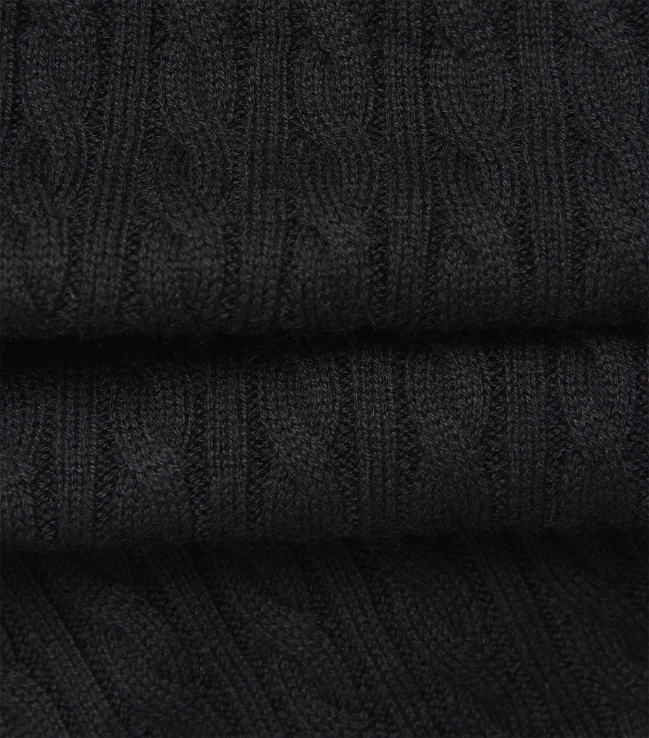 Soft Goat Womens Silk-Cashmere Cable-Knit Midi Dress Black Image 6