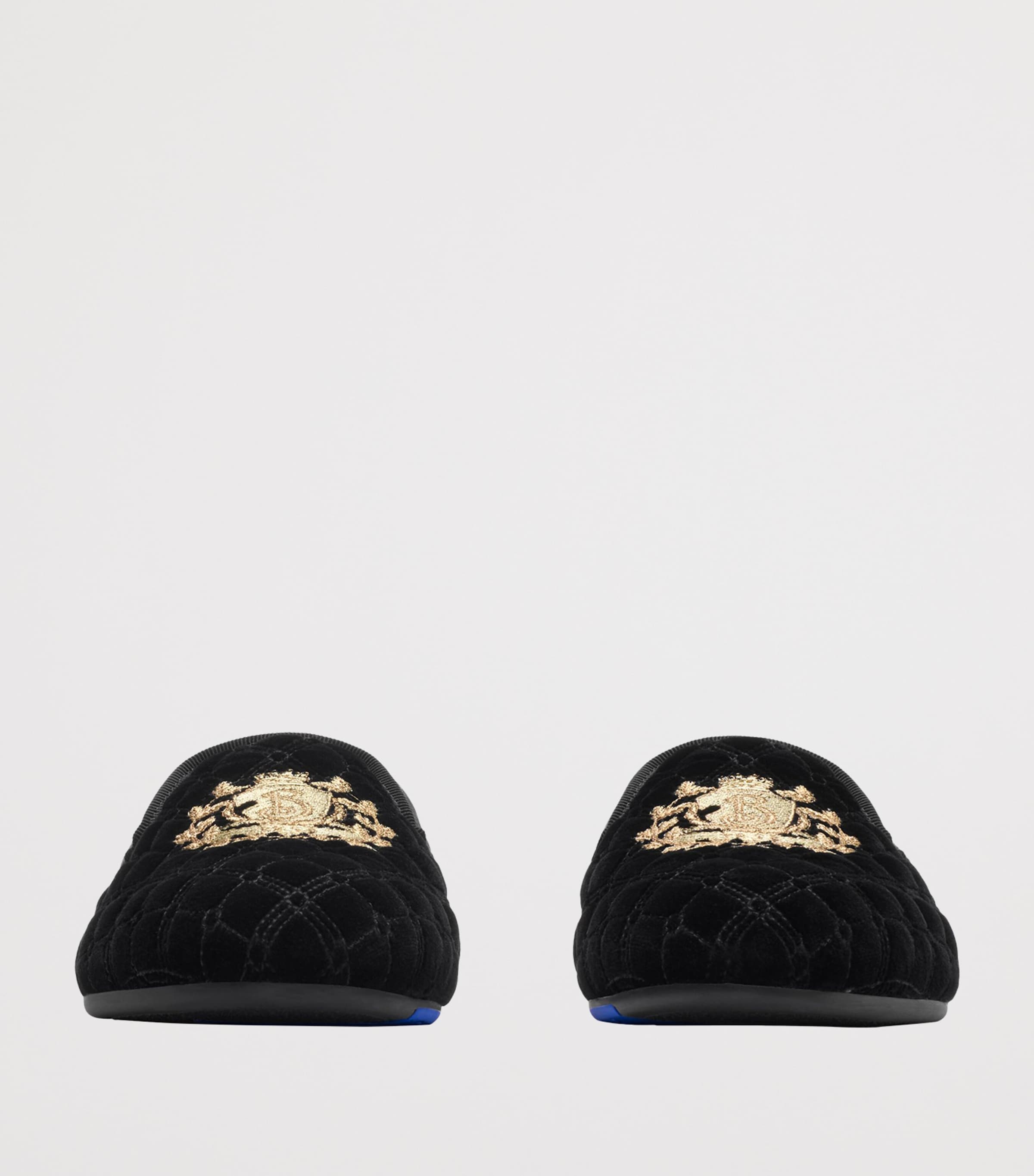 Velvet Quilted Slippers BLACK Image 2