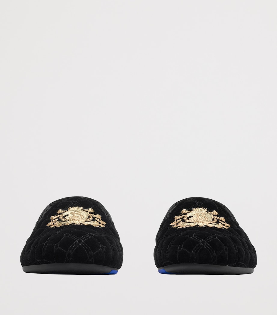 Velvet Quilted Slippers BLACK Image 2