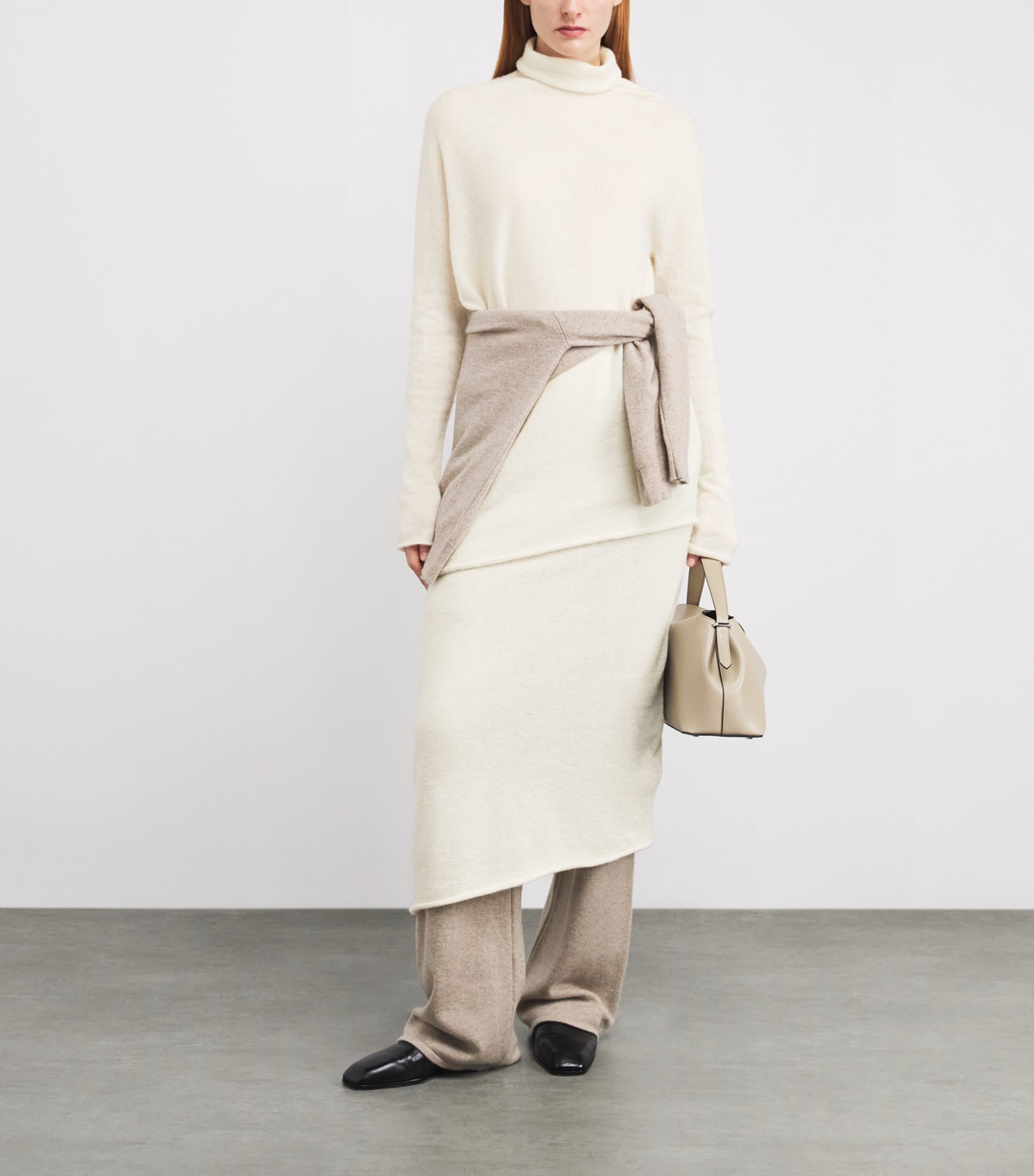 Alpaca-Blend Askew Midi Skirt RAW WHITE Image 2