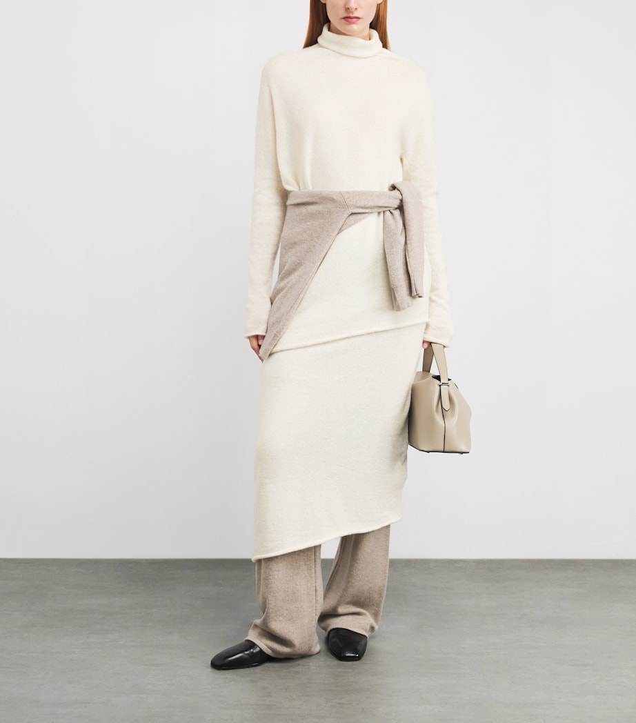 Alpaca-Blend Askew Midi Skirt RAW WHITE Image 2