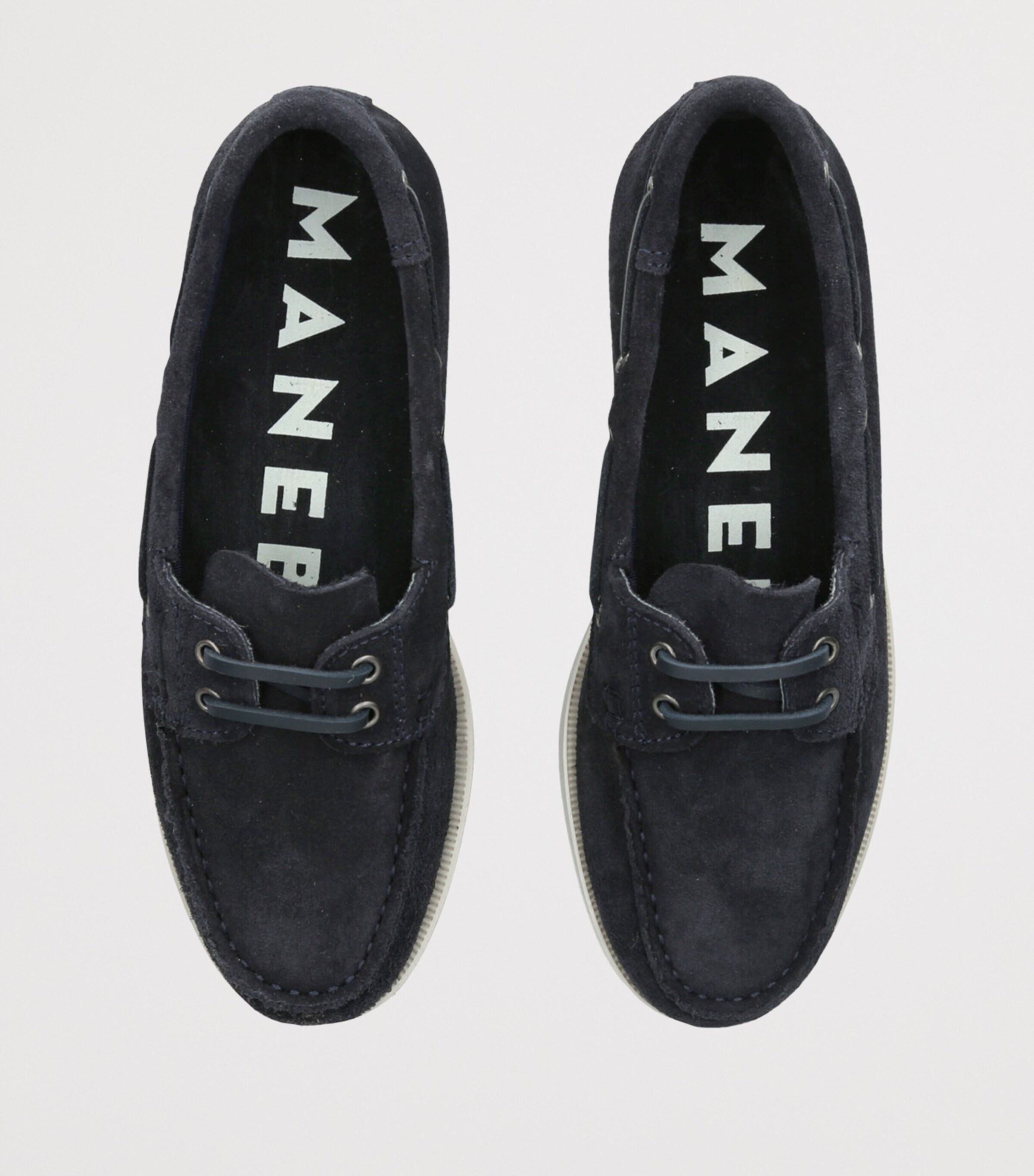 Manebi Suede Boat Shoes Navy Image 4