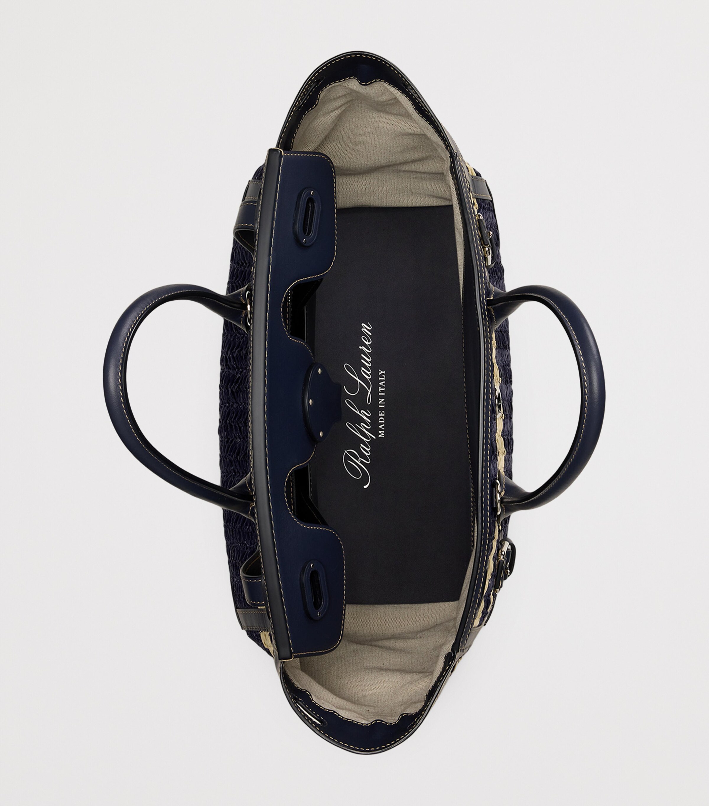 Straw Soft Ricky 33 Top-Handle Bag NAVY/NATURAL Image 9