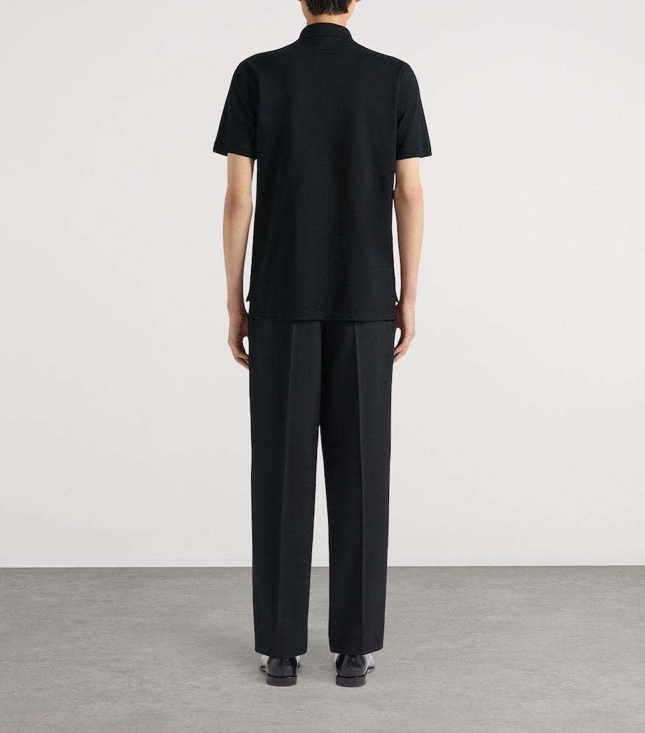 Cotton Embellished Polo Shirt BLACK Image 3