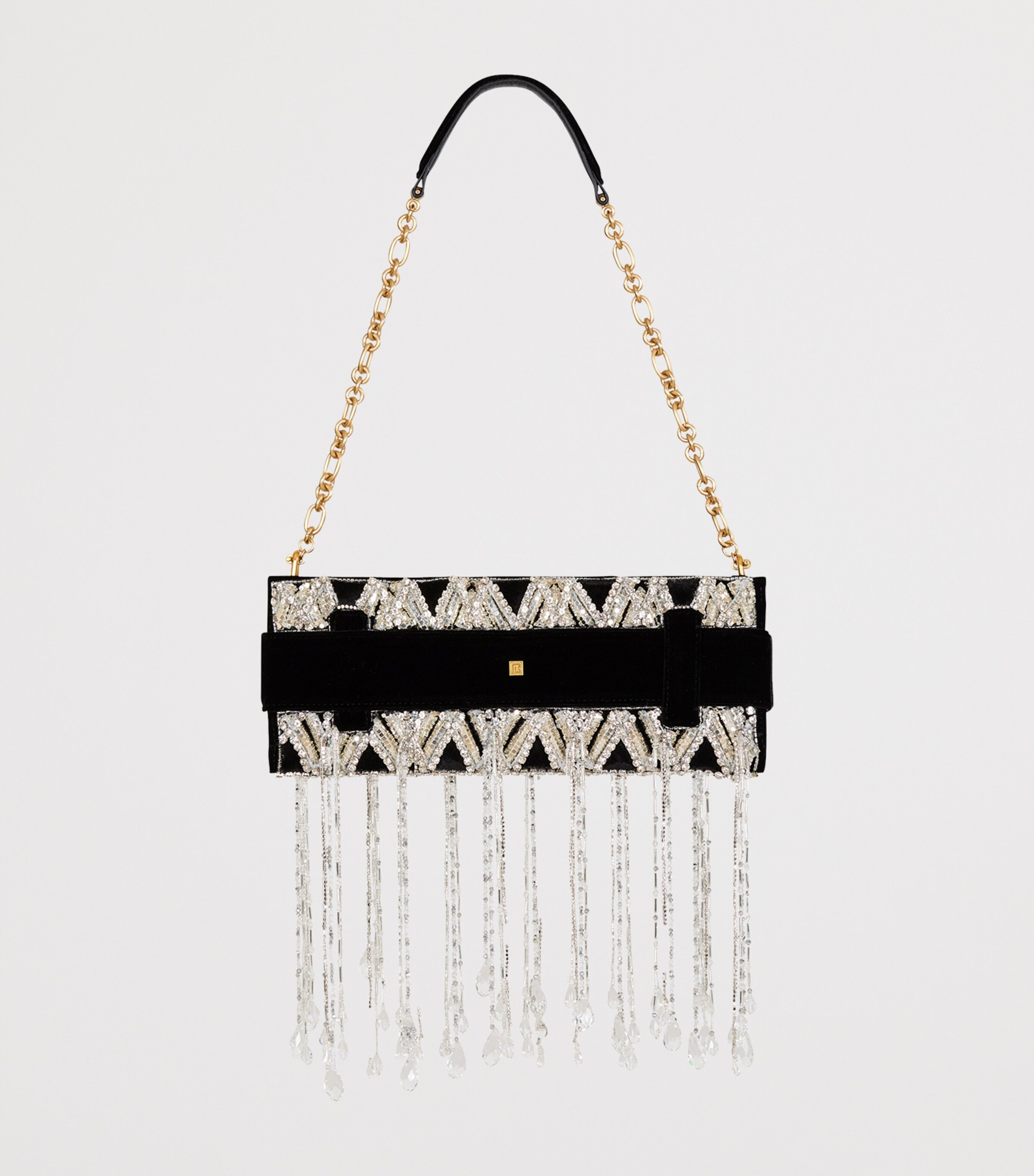 Balmain Embellished Anthem Clutch Bag Eaw Noir/cristal Image 8