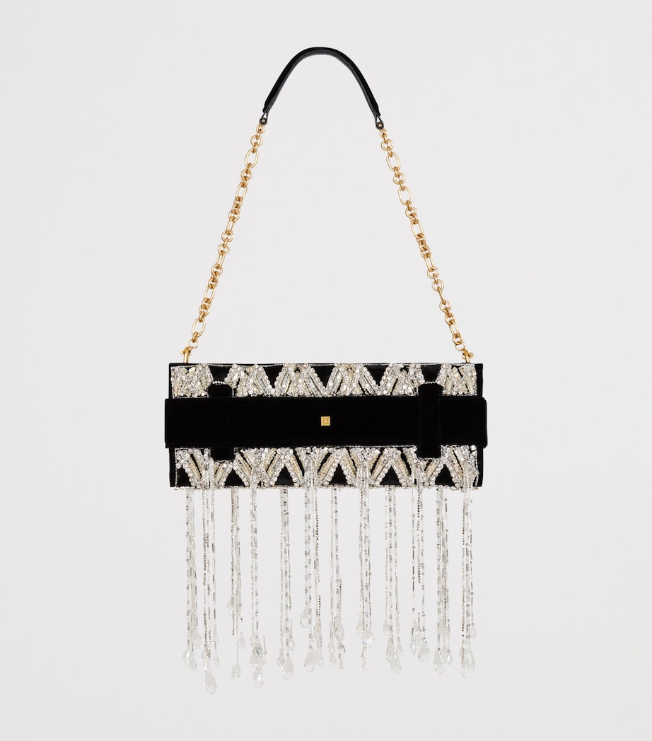 Balmain Embellished Anthem Clutch Bag Eaw Noir/cristal Image 8