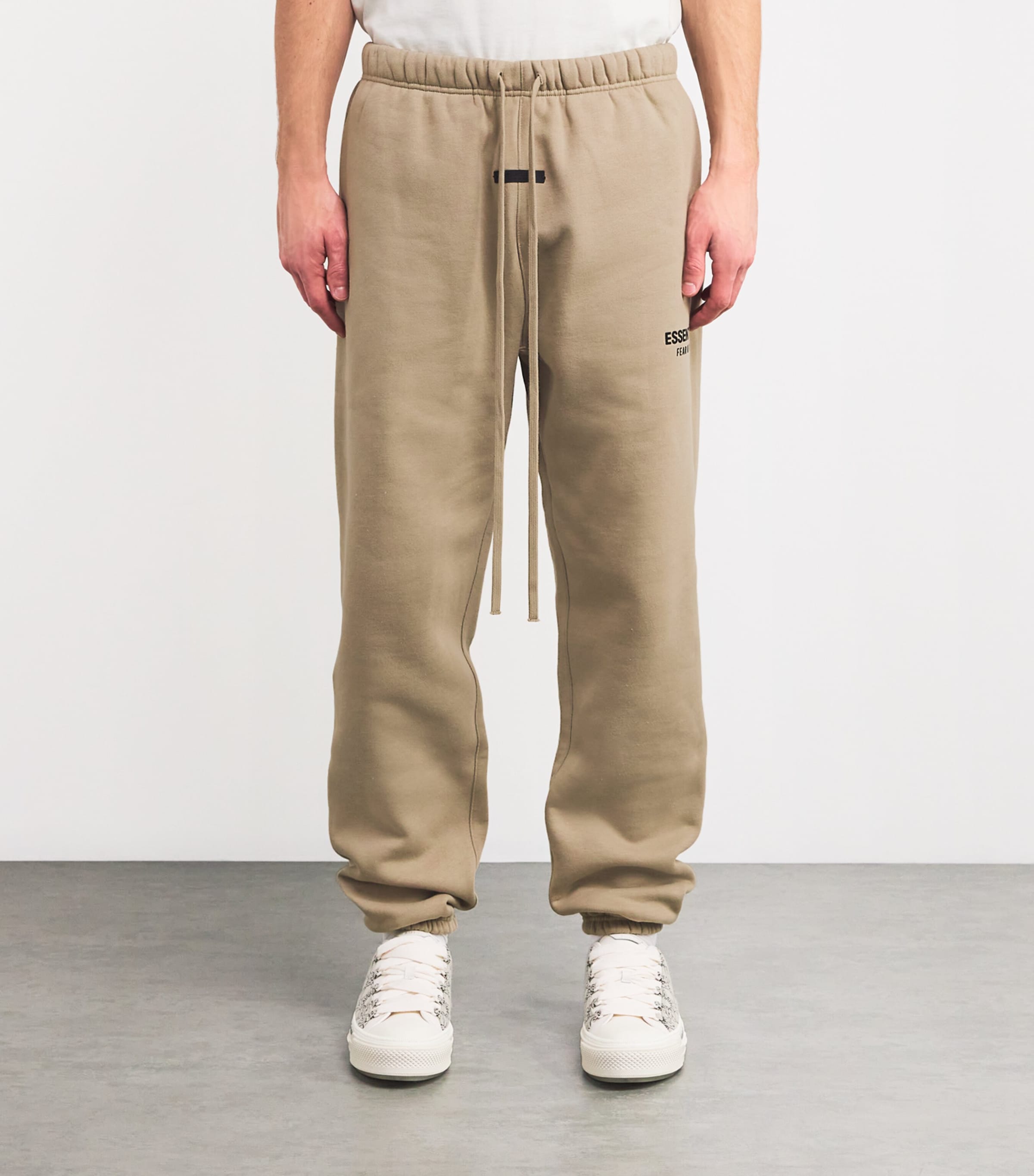 FEAR OF GOD ESSENTIALS Mens Cotton-Blend Logo Sweatpants Desert Sand Image 3