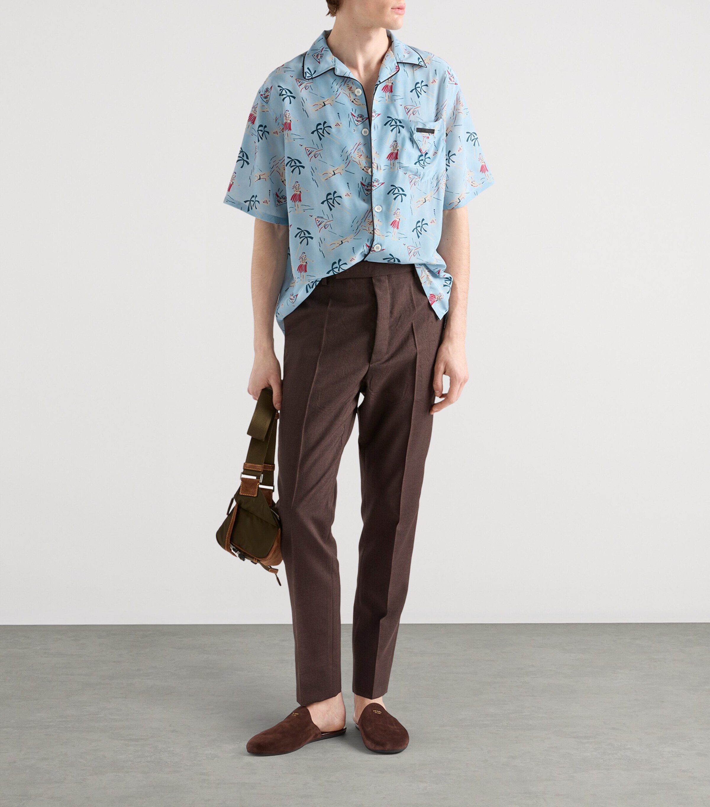 Prada Mens Floral Print Bowling Shirt Image 2