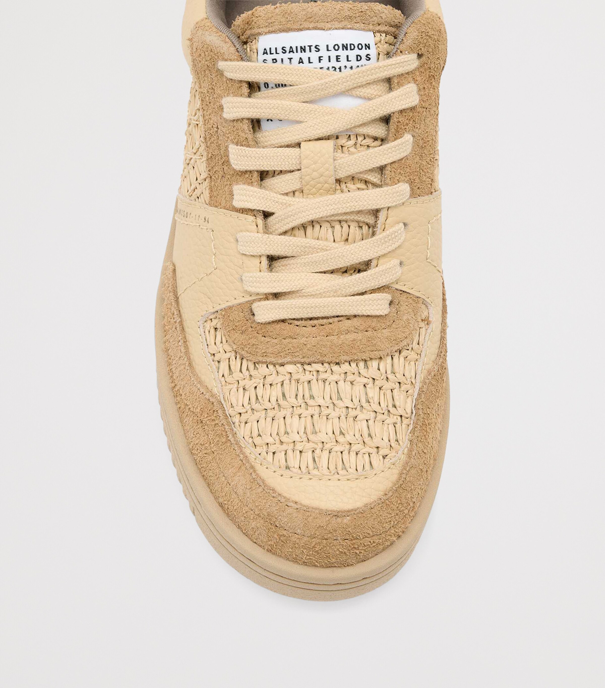 AllSaints Leather-Raffia Hix Sneakers Natural Brown Image 2