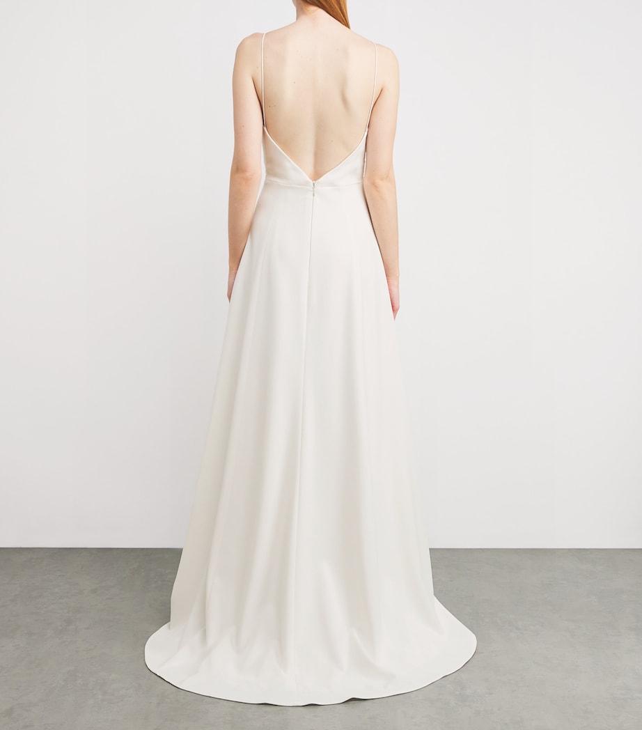 Rachel Gilbert Womens Crepe Arlington Gown Ivory Image 3